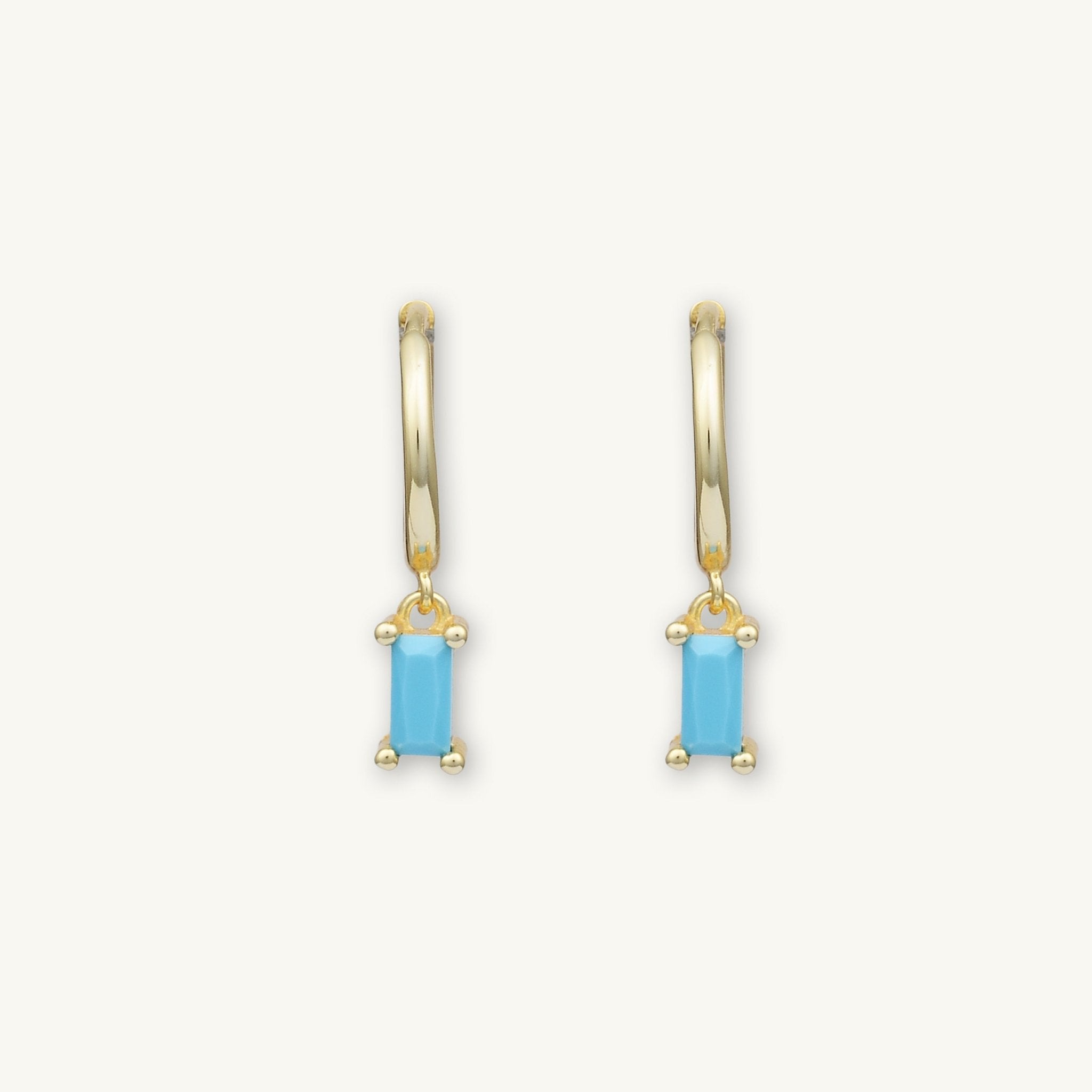 Turquoise Blue Baguette Hoop Earrings - Camile & Stone