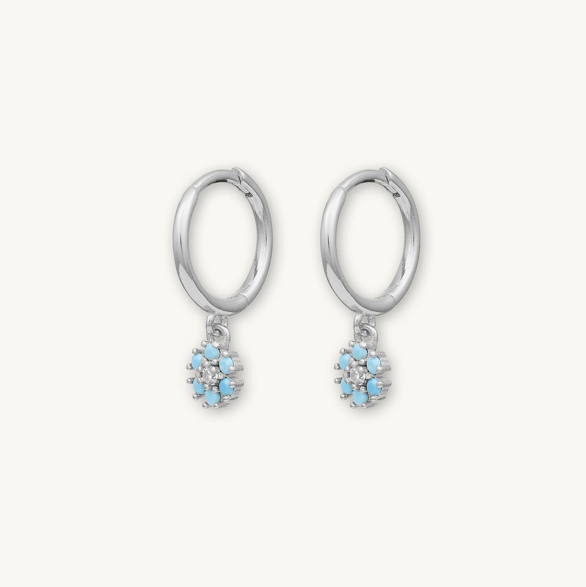 Turquoise Blue Flower Hoop Earrings - Camile & Stone