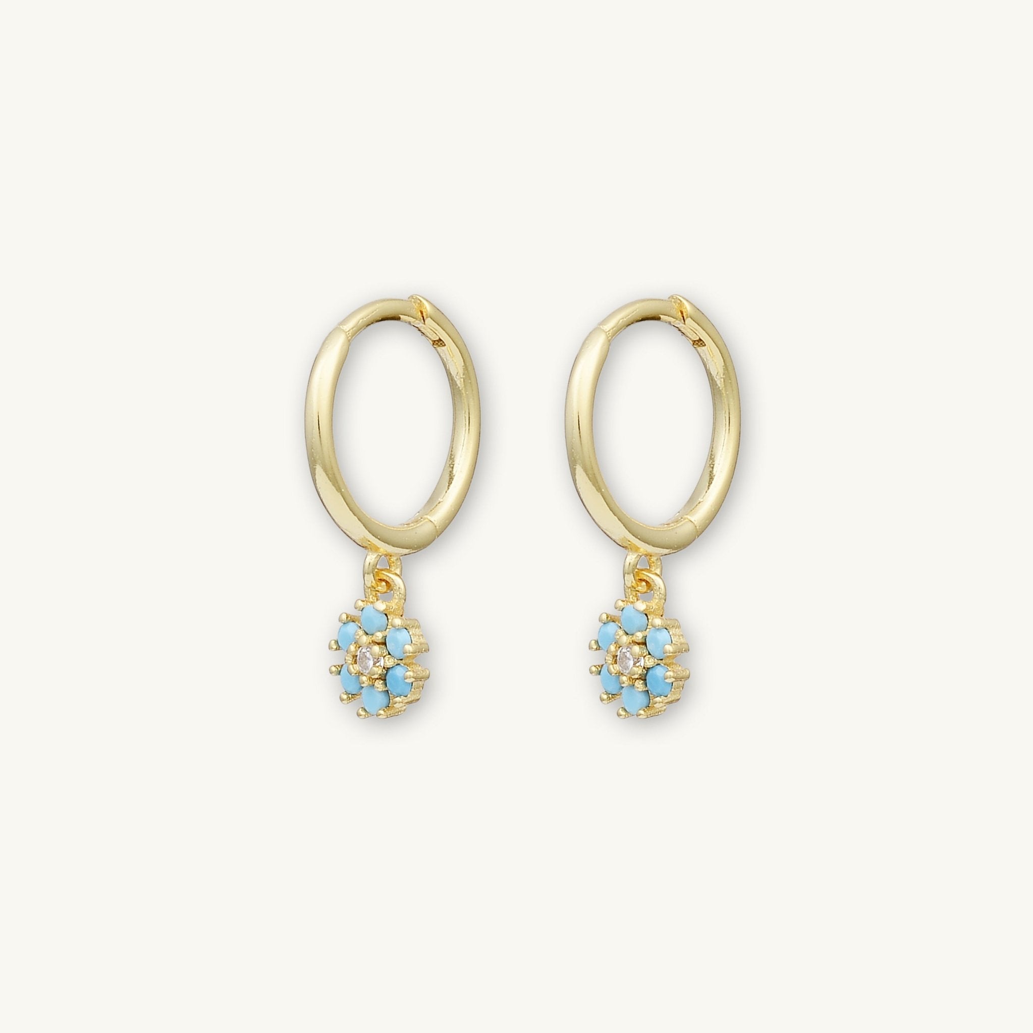 Turquoise Blue Flower Hoop Earrings - Camile & Stone