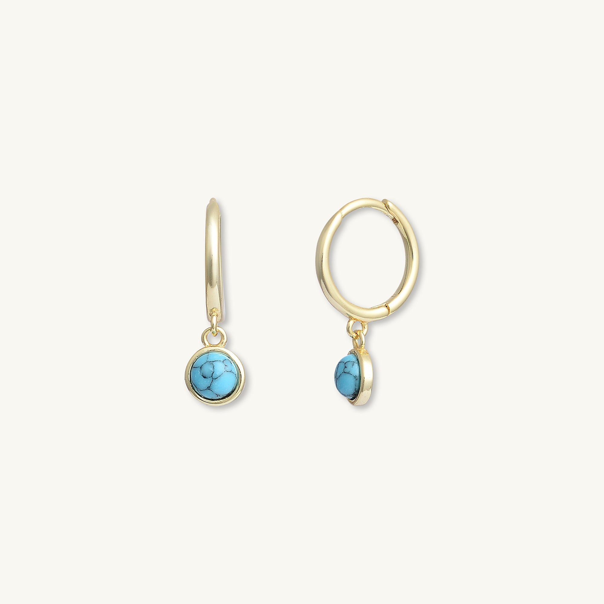 Turquoise Circle Dangle Huggie Earrings - Camile & Stone