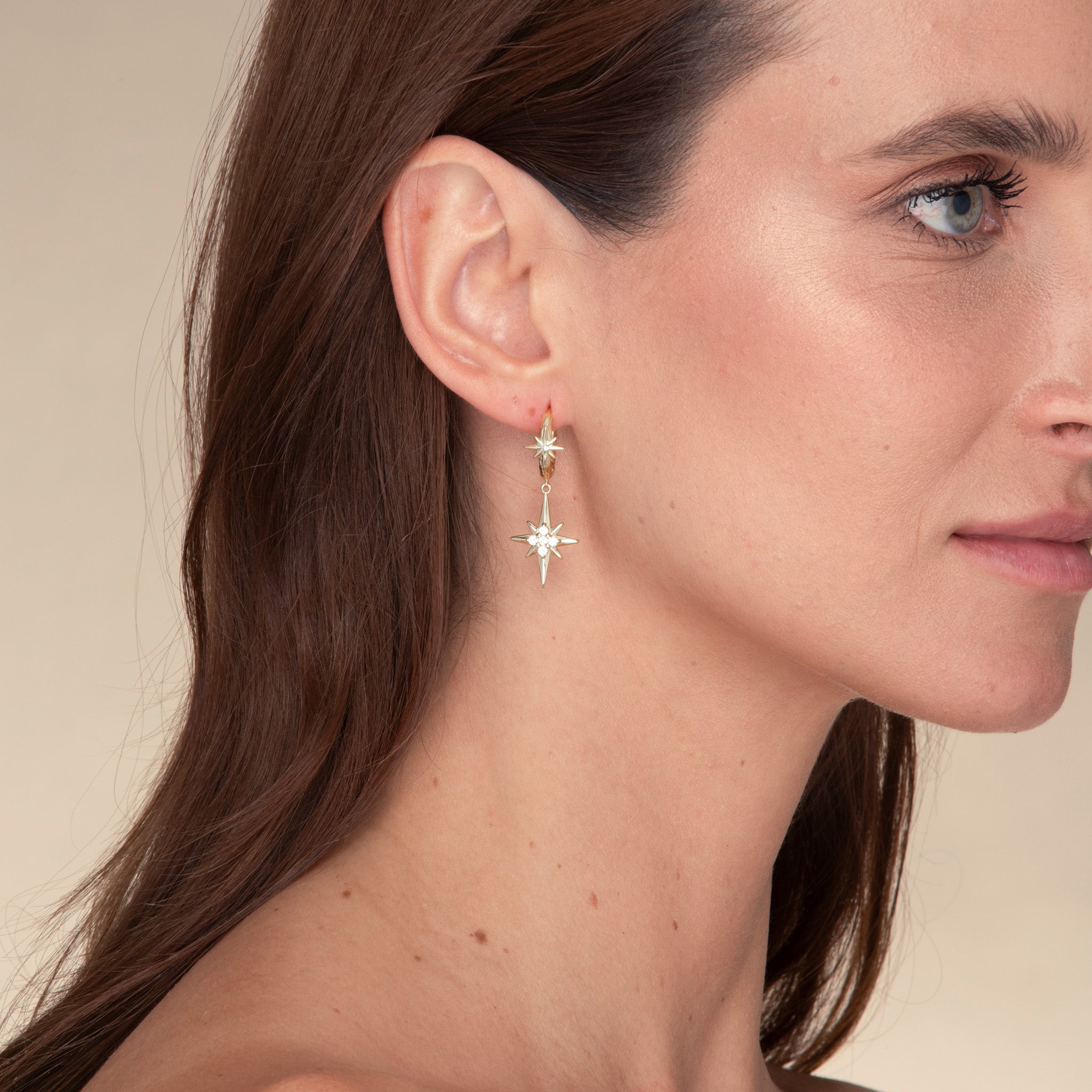 Twin North Star Sapphire Huggie Earrings - Camile & Stone