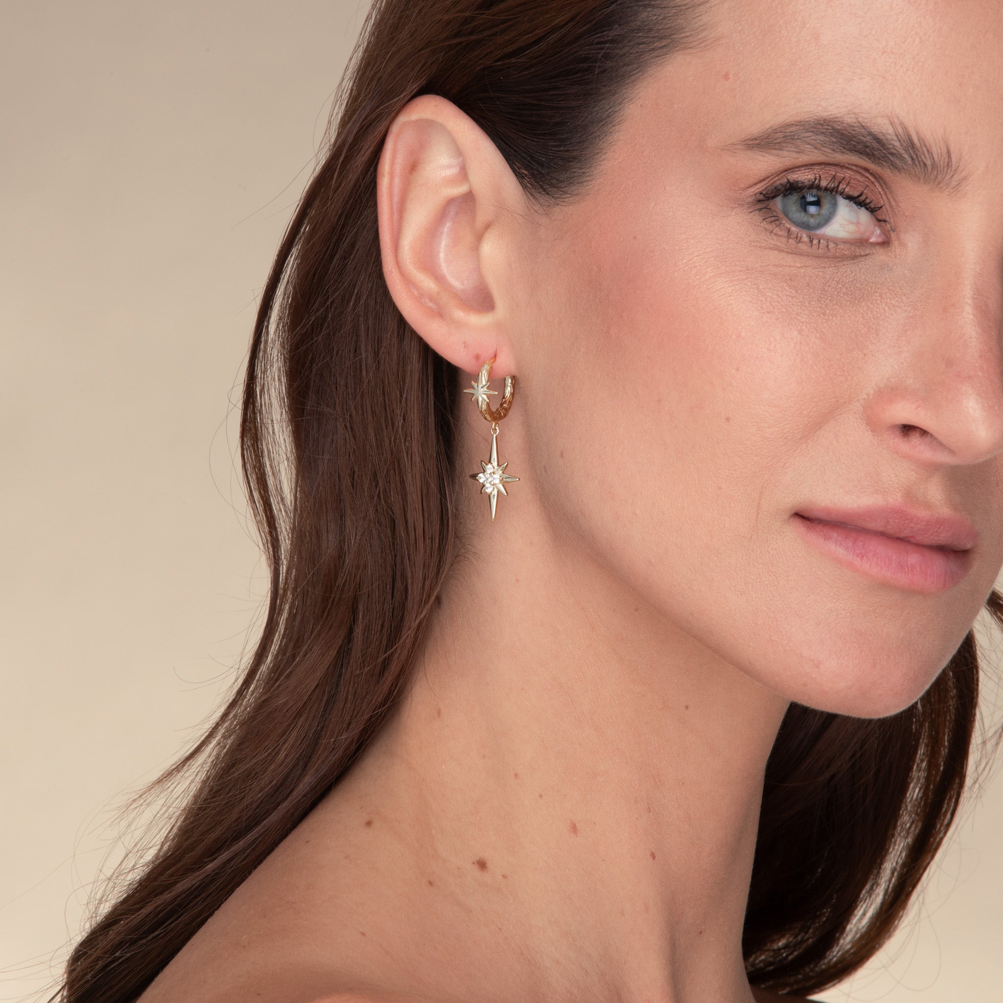 Twin North Star Sapphire Huggie Earrings - Camile & Stone