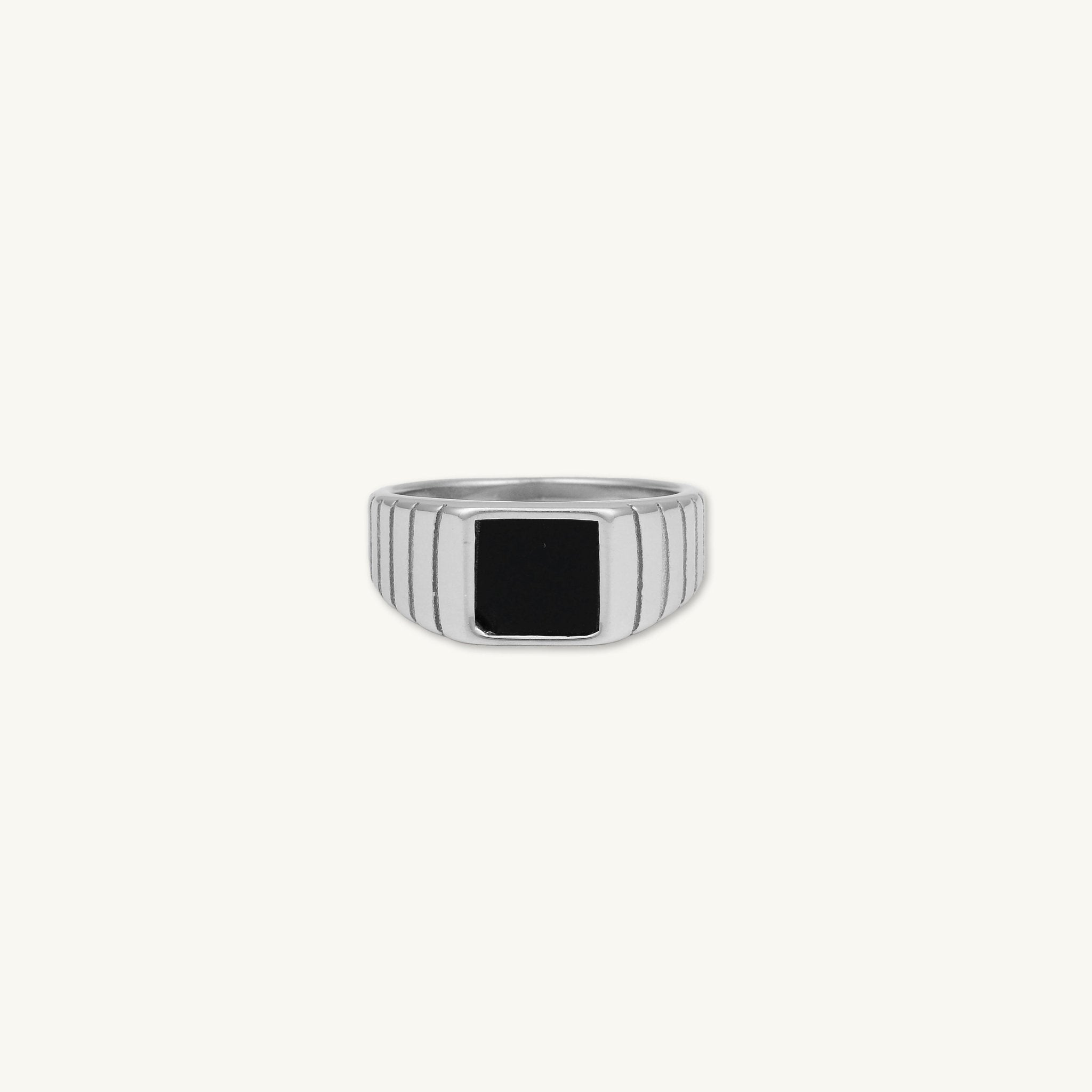Unisex Black Signet Statement Ring - Camile & Stone