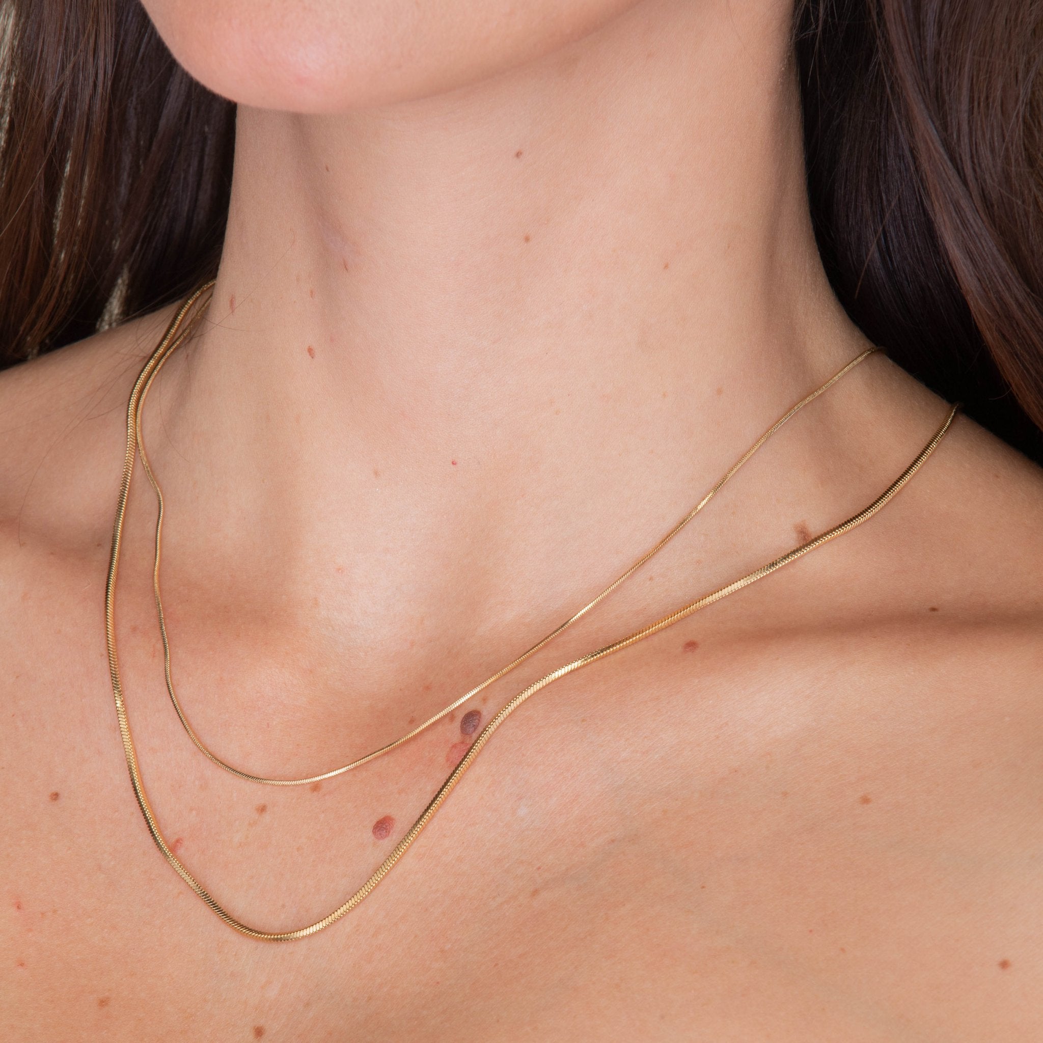 Unisex Small Dog Tag Snake Chain Necklace - Camile & Stone