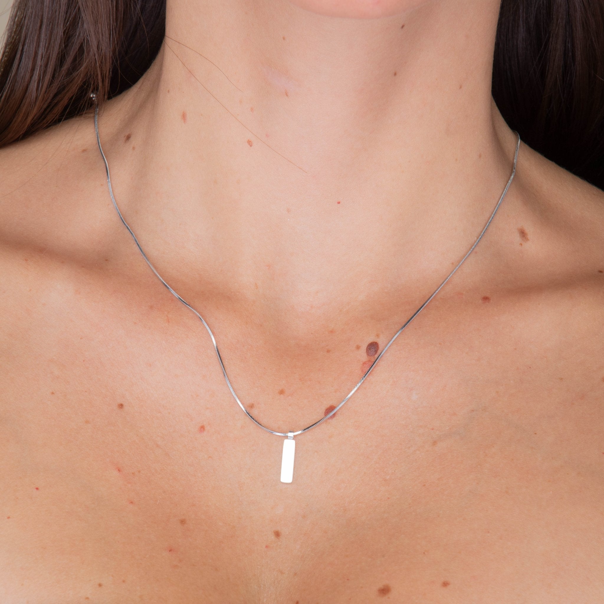 Unisex Small Dog Tag Snake Chain Necklace - Camile & Stone