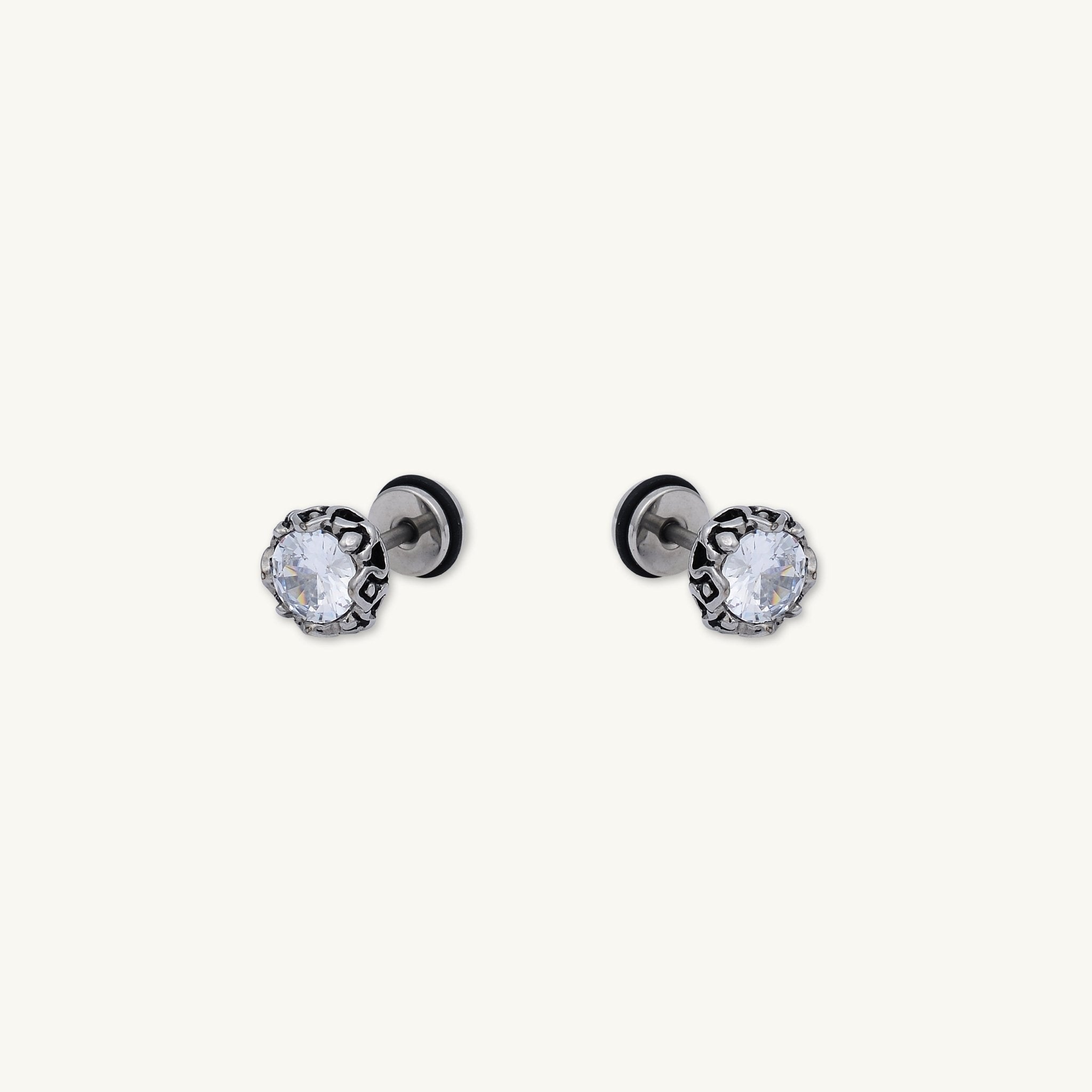 Unisex Zirconia Gothic Stud Earrings - Camile & Stone