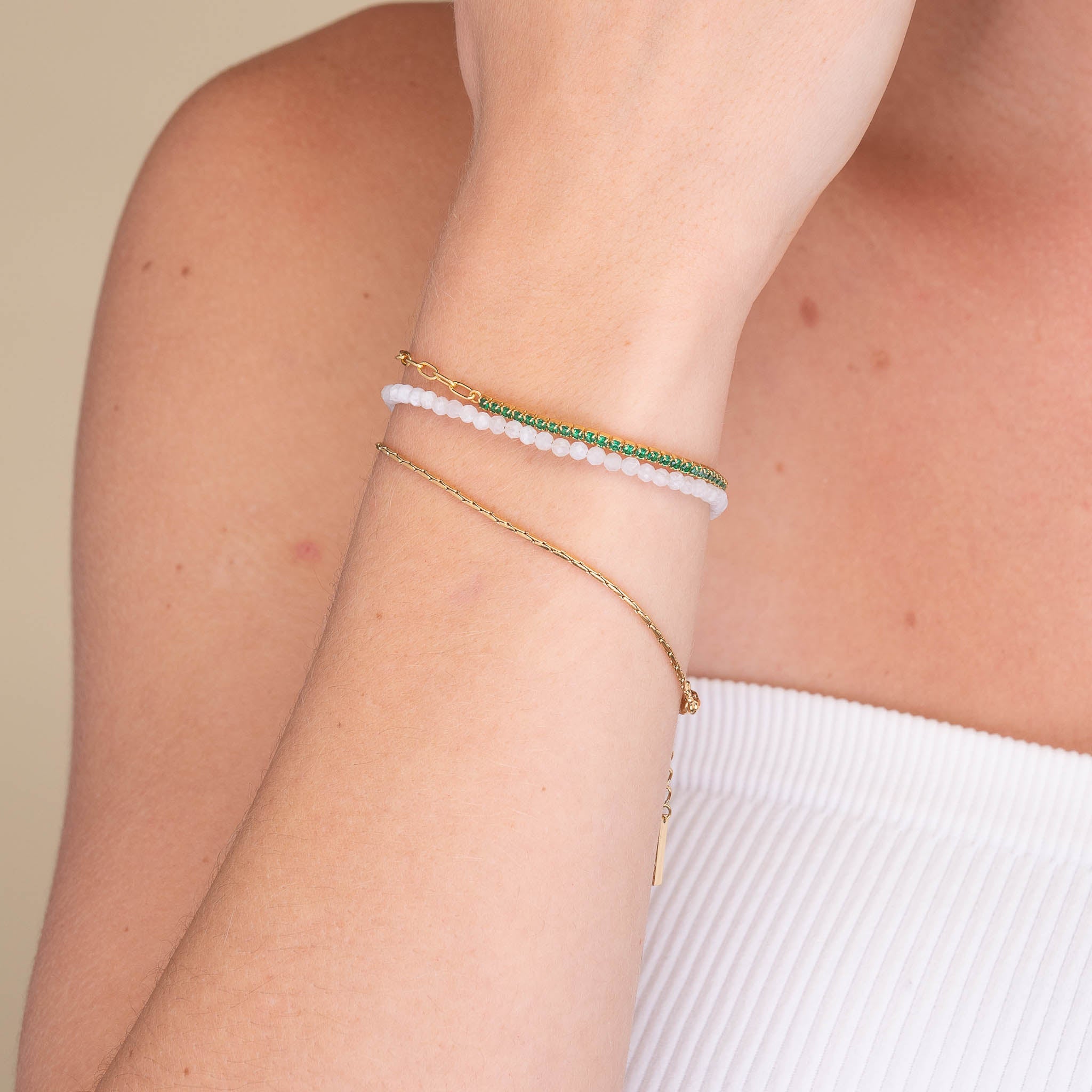 White Moonstone Crystal Beaded Bracelet - Camile & Stone