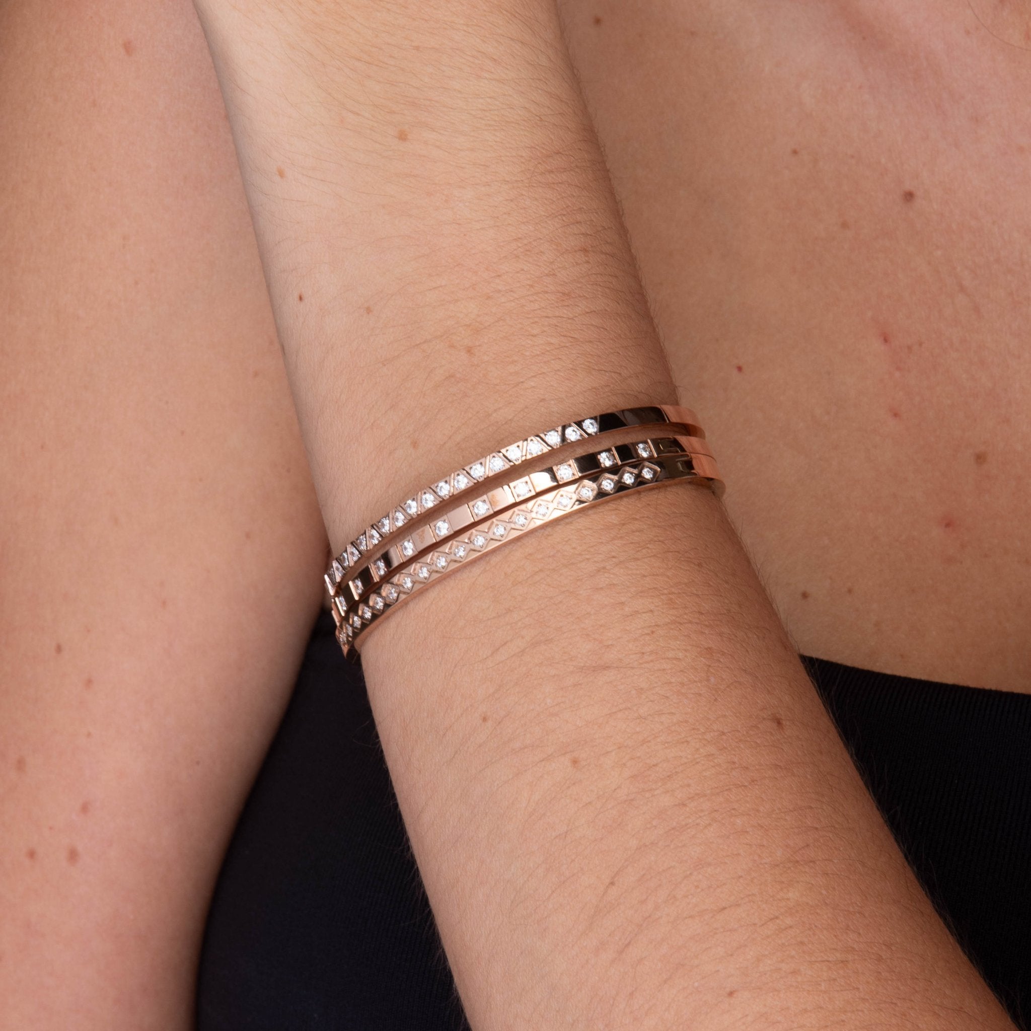 Zirconia Hinged Thin Bangle Bracelet - Camile & Stone