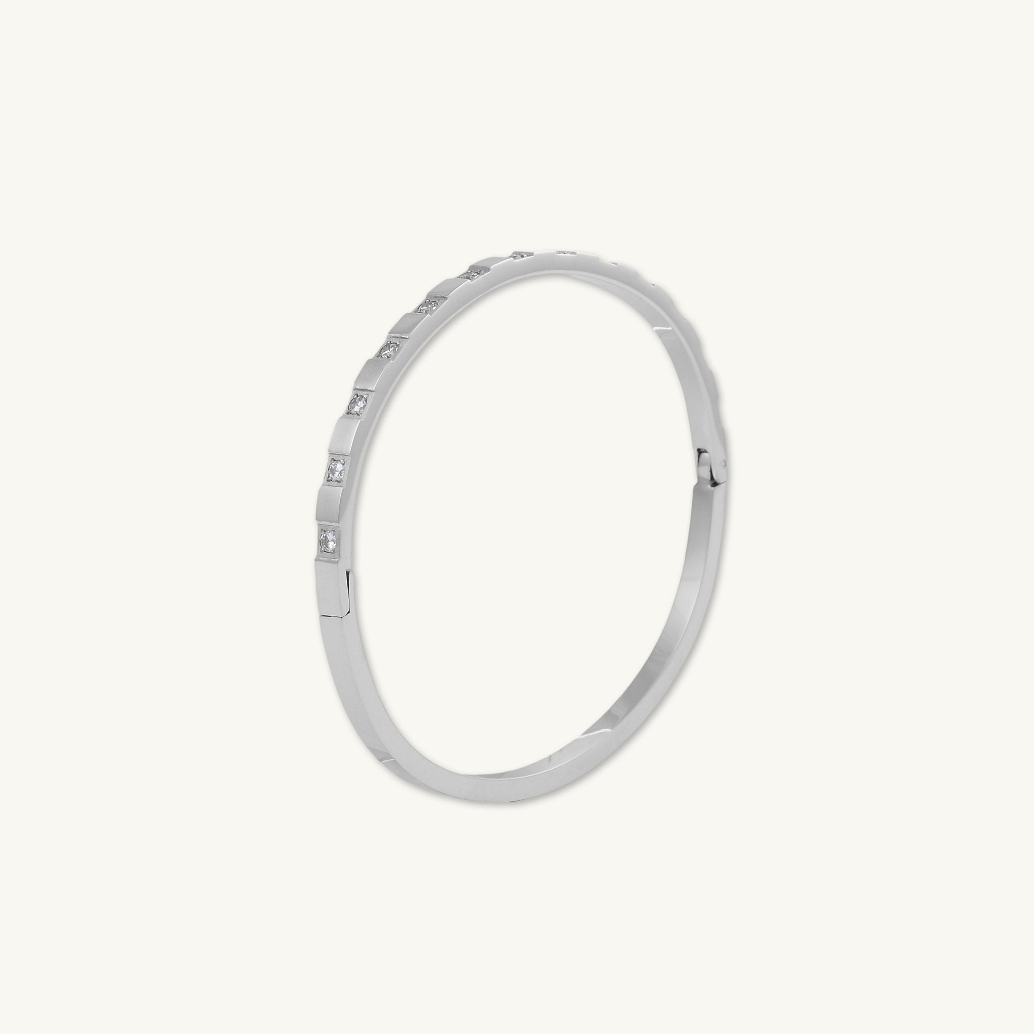 Zirconia Hinged Thin Bangle Bracelet - Camile & Stone