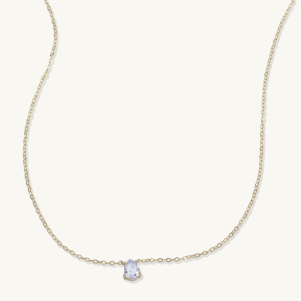 Birthstone Pear Shaped Necklace April - Camile & Stone