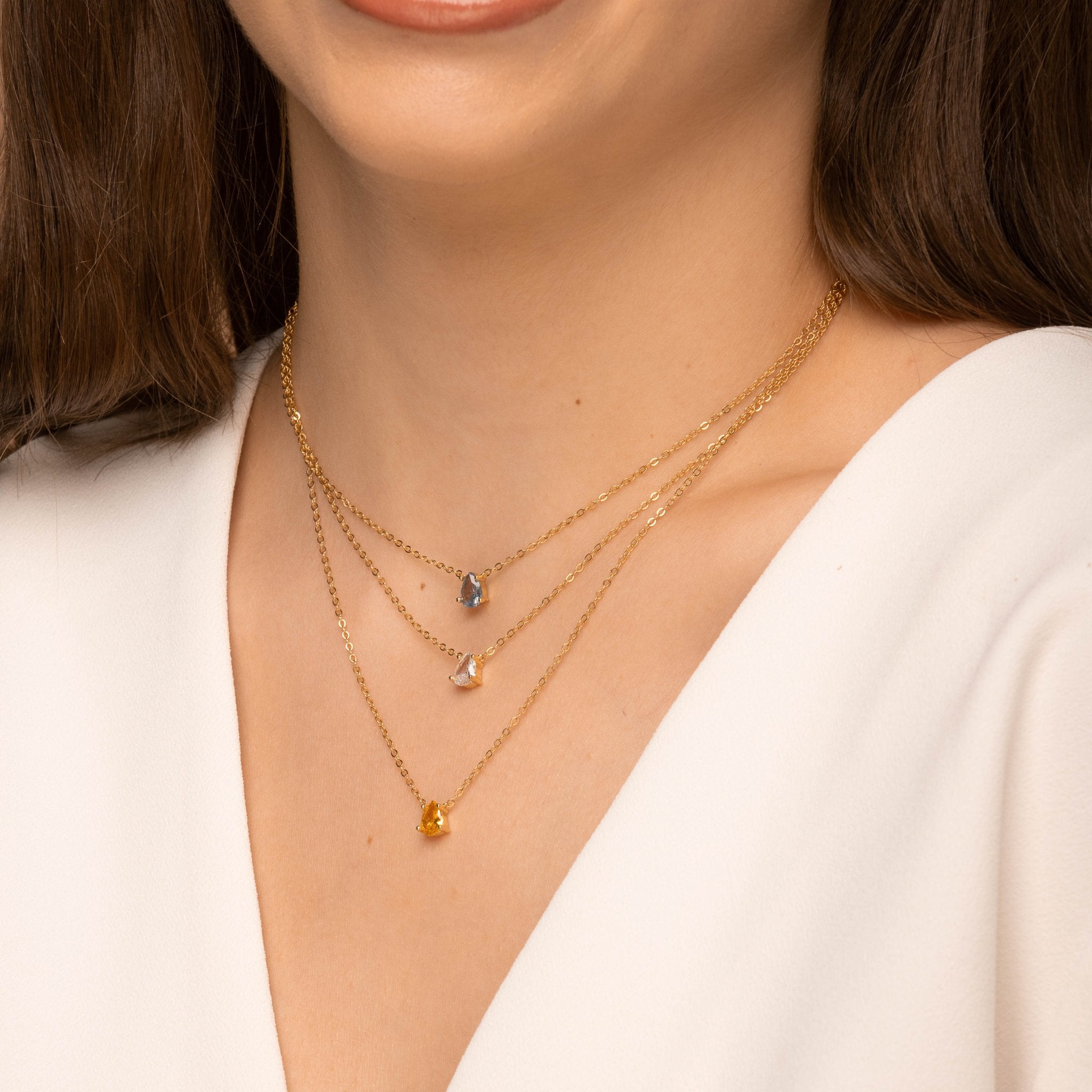 Birthstone Pear Shaped Necklace April - Camile & Stone