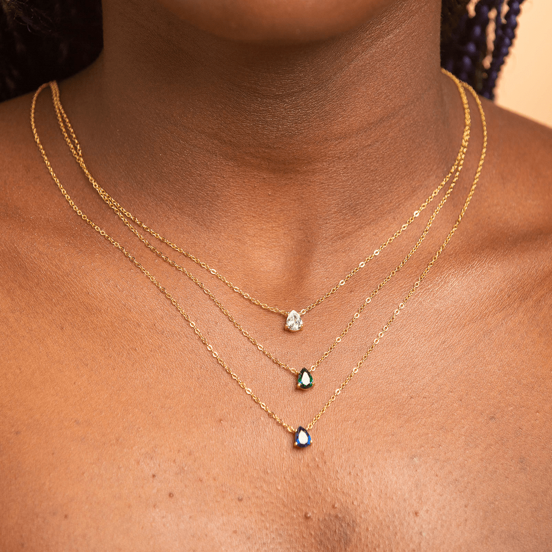 Birthstone Pear Shaped Necklace April - Camile & Stone