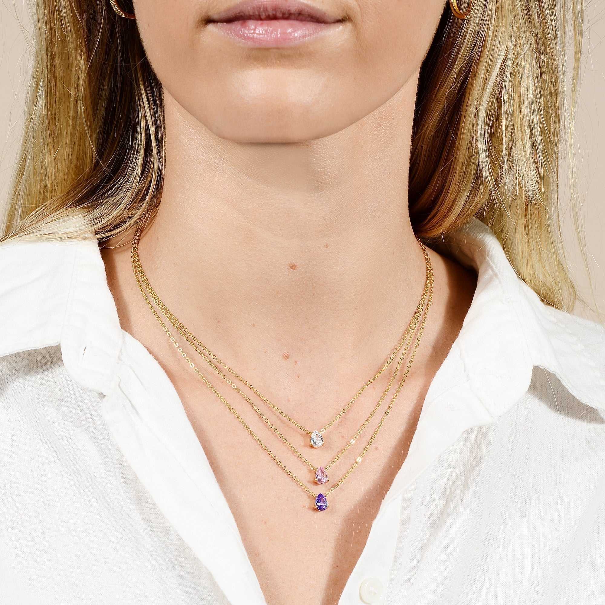 Birthstone Pear Shaped Necklace August - Camile & Stone