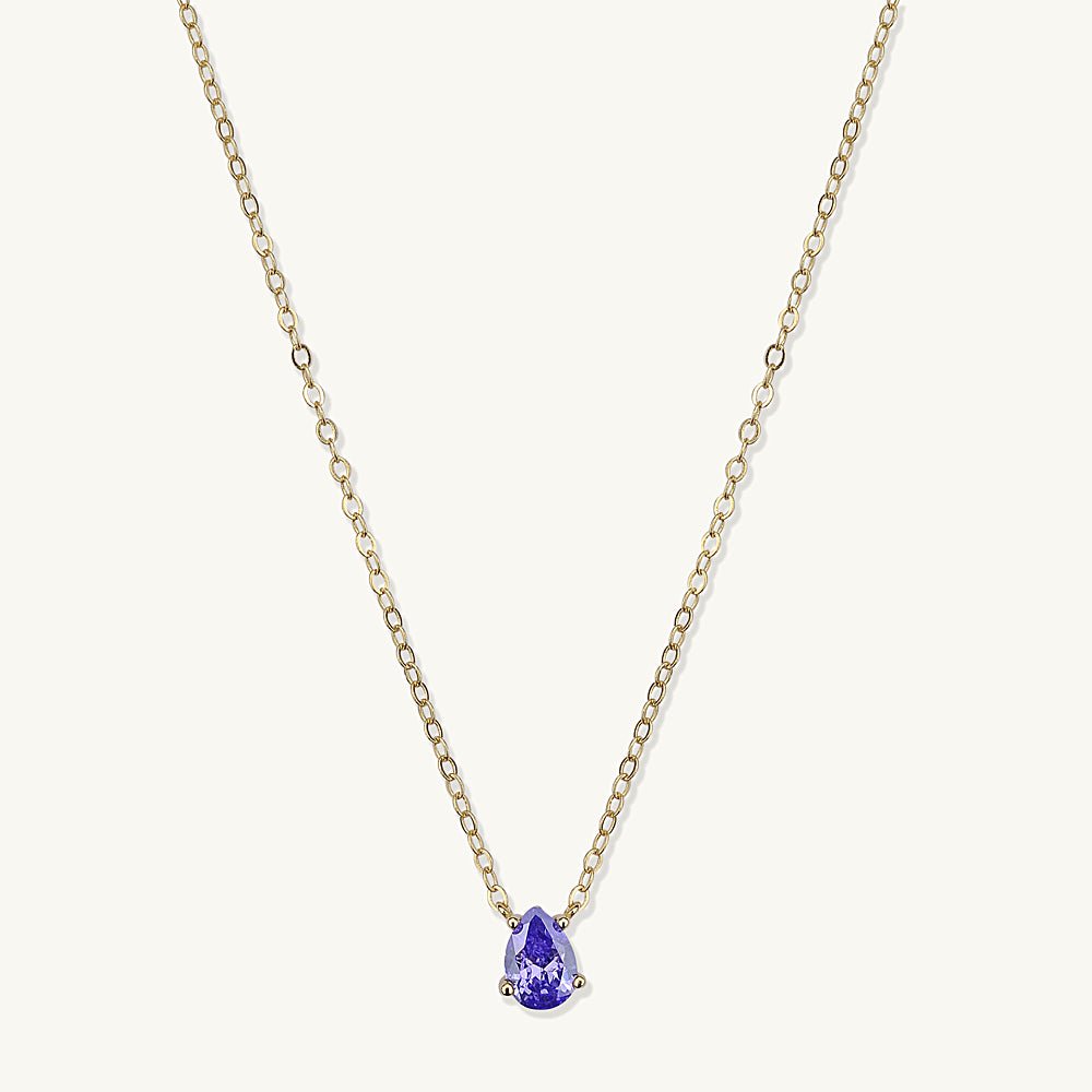 Birthstone Pear Shaped Necklace February - Camile & Stone