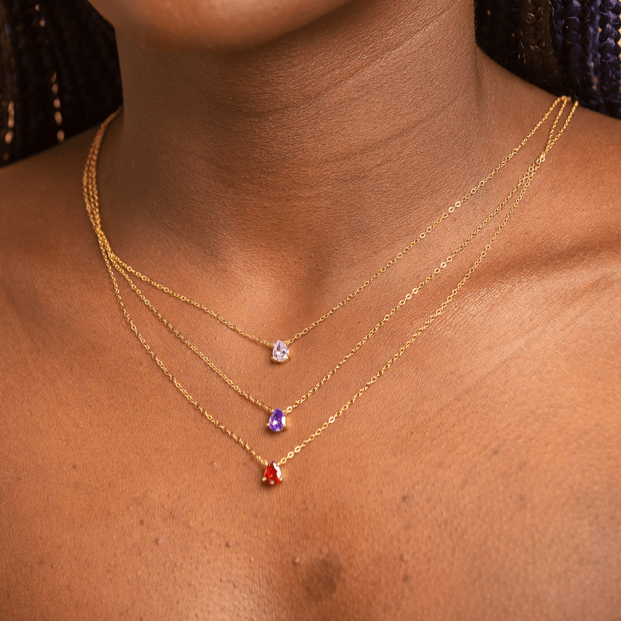 Birthstone Pear Shaped Necklace January - Camile & Stone