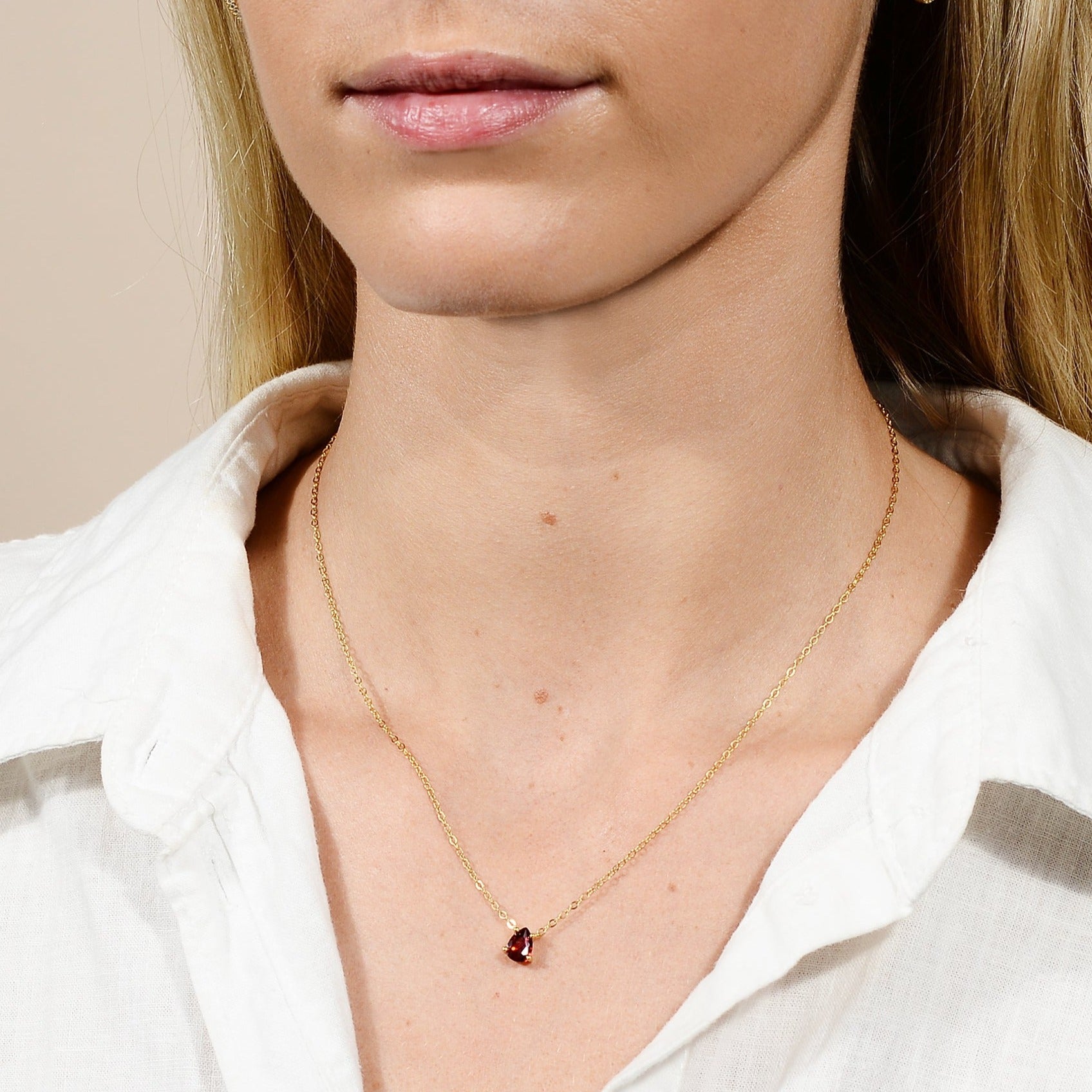 Birthstone Pear Shaped Necklace January - Camile & Stone