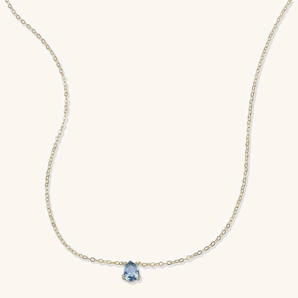 Birthstone Pear Shaped Necklace March - Camile & Stone