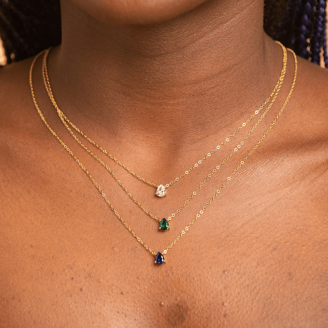 Birthstone Pear Shaped Necklace May - Camile & Stone