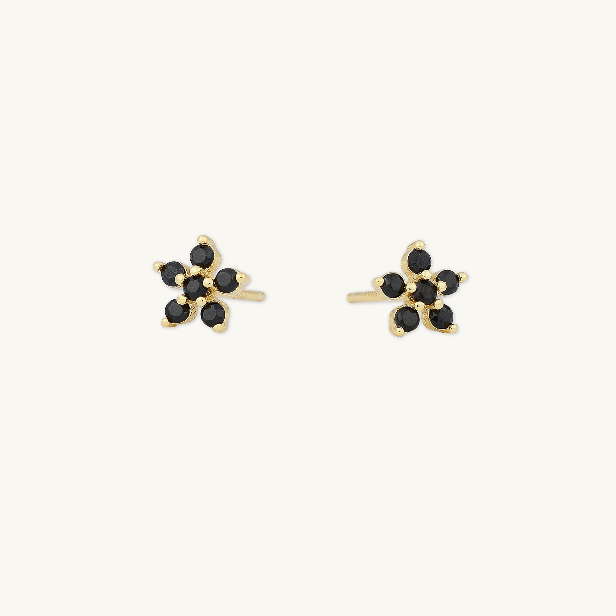 Black Flower Sapphire Stud Earrings - Camile & Stone