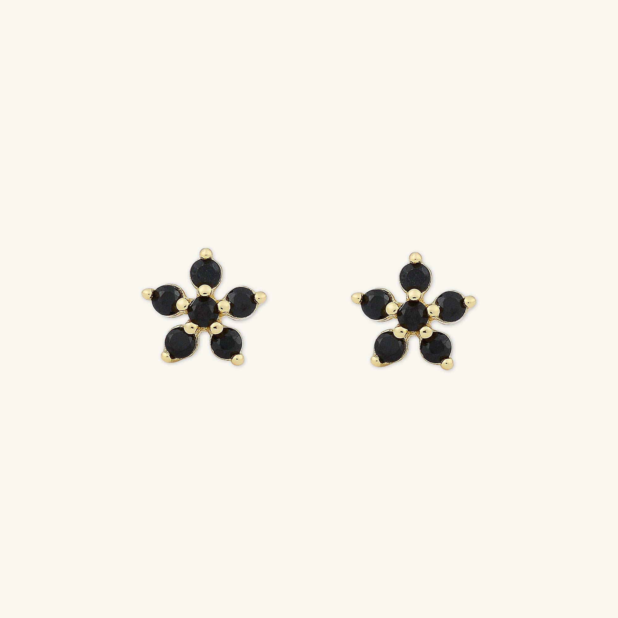 Black Flower Sapphire Stud Earrings - Camile & Stone