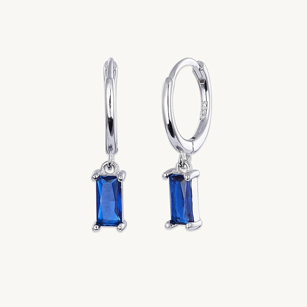 Blue Baguette Hoop Earrings - Camile & Stone