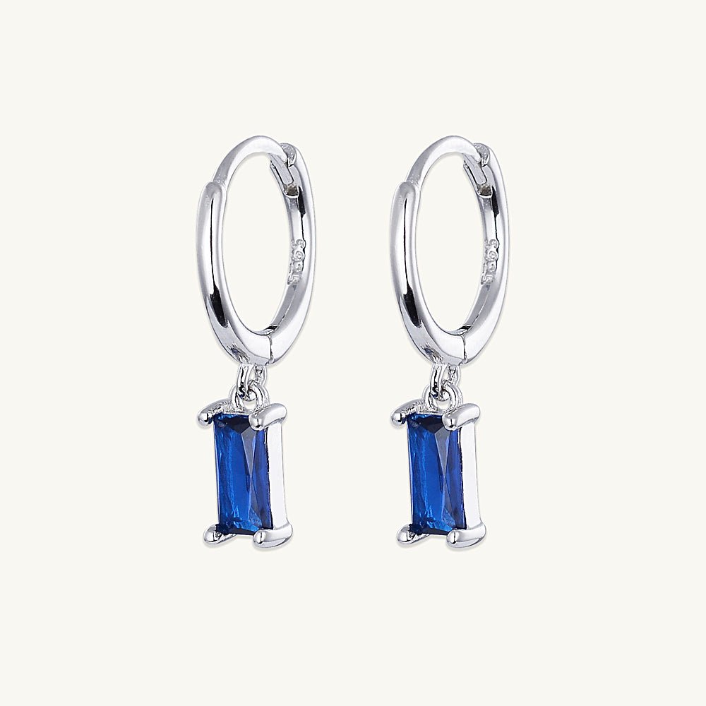 Blue Baguette Hoop Earrings - Camile & Stone
