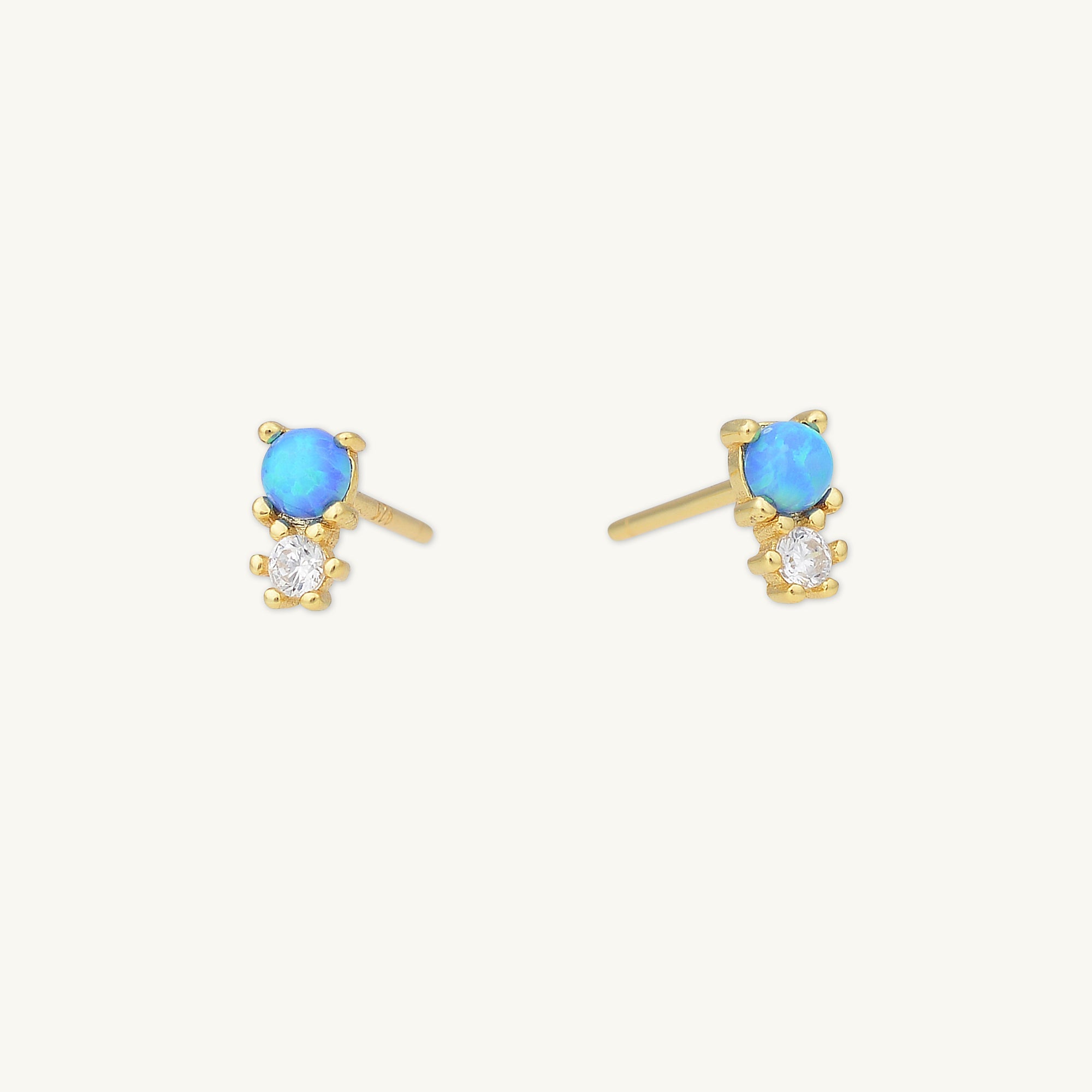 Blue Opal Sapphire Stud Earrings - Camile & Stone