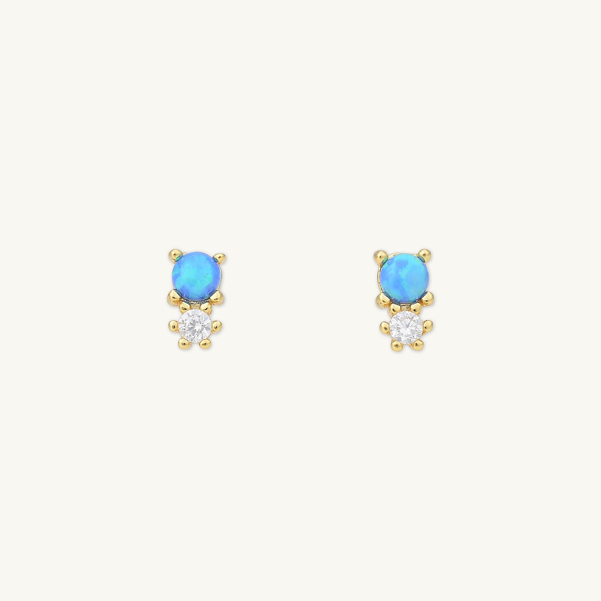 Blue Opal Sapphire Stud Earrings - Camile & Stone