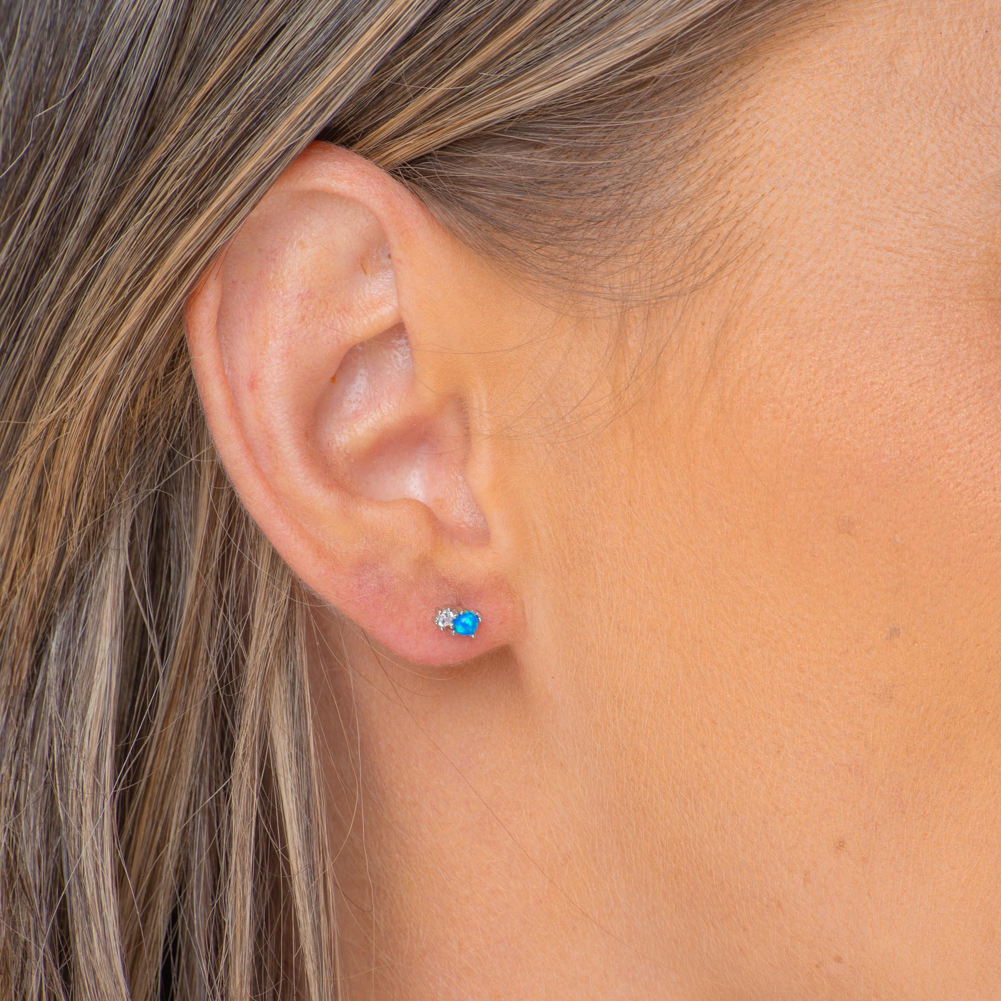 Blue Opal Sapphire Stud Earrings - Camile & Stone