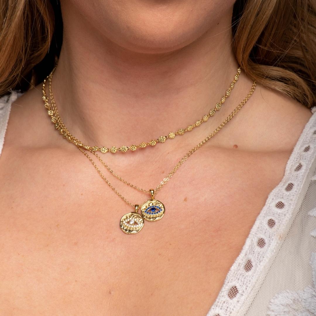 Blue Sapphire Evil Eye Pendant Necklace - Camile & Stone