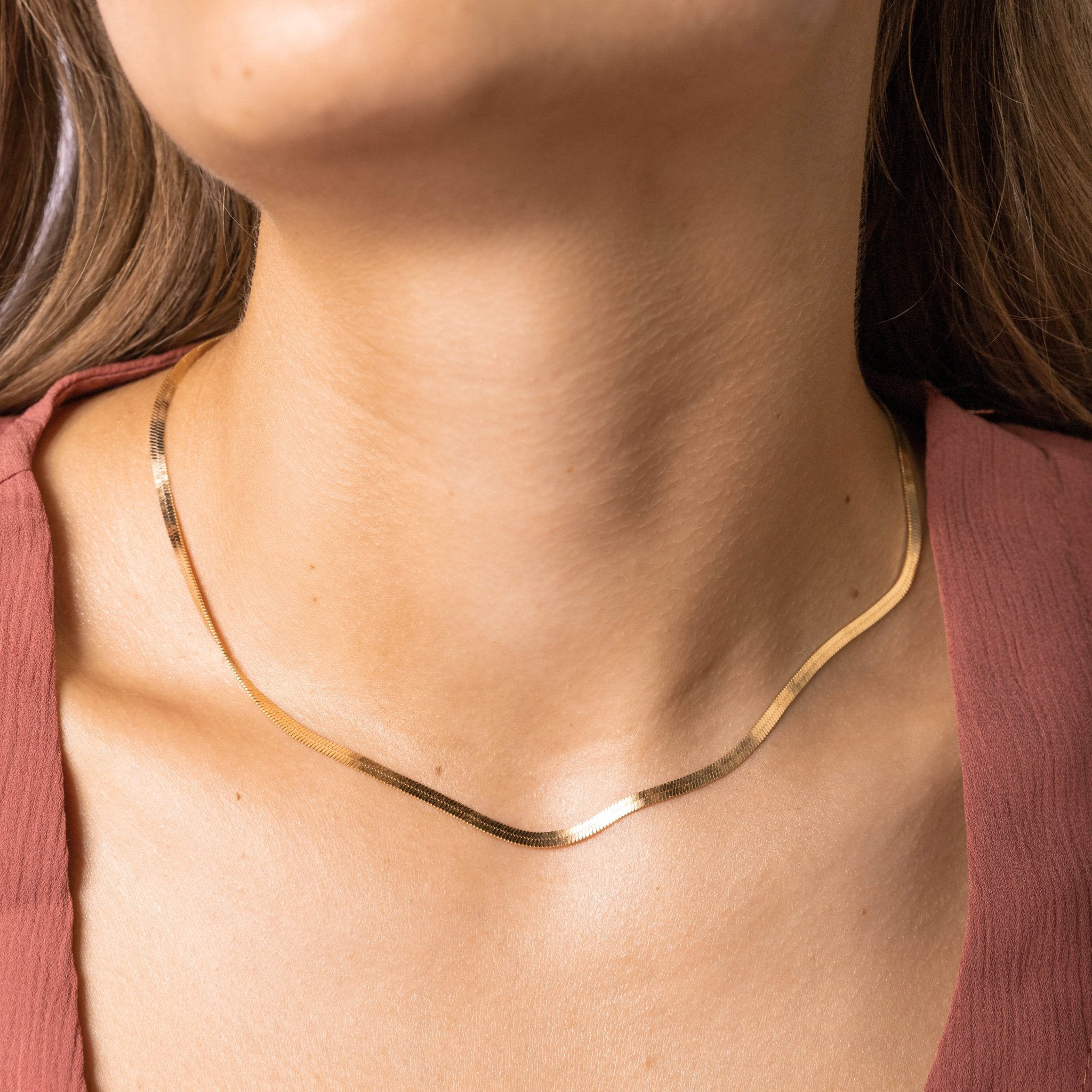 Classic Herringbone Chain Necklace - Camile & Stone