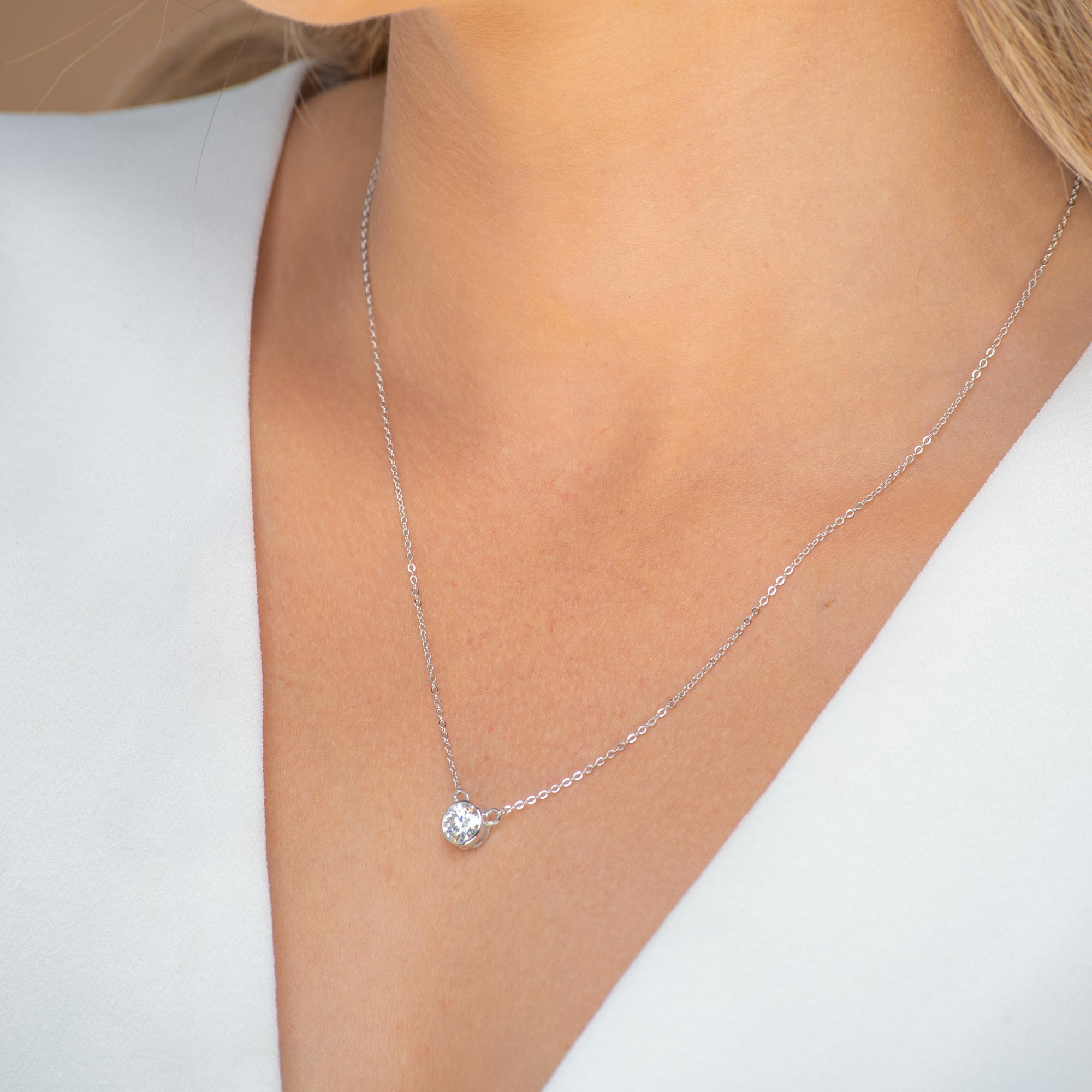 Classic Solitaire Moissanite Necklace 1 Carat - Camile & Stone
