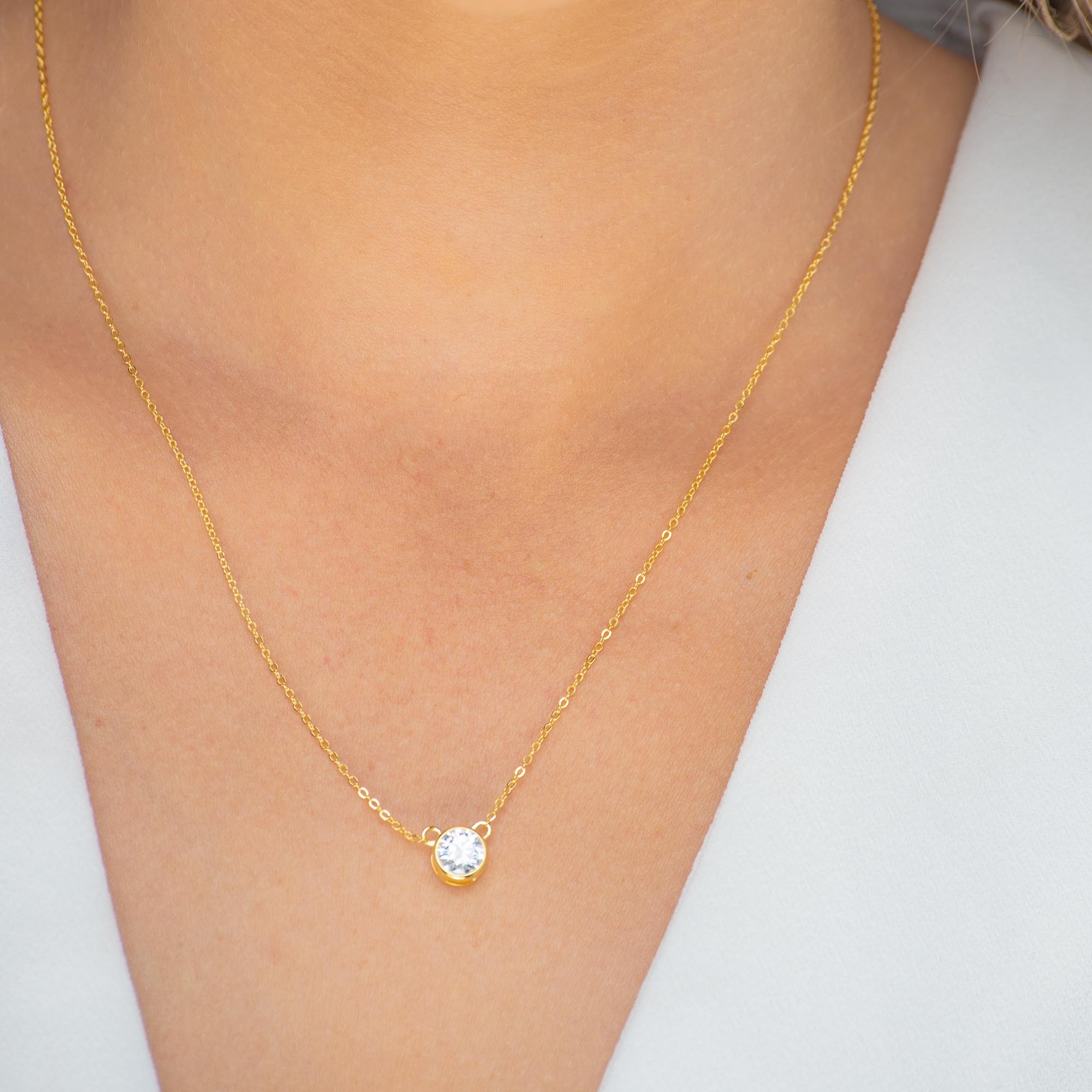 Classic Solitaire Moissanite Necklace 1 Carat - Camile & Stone