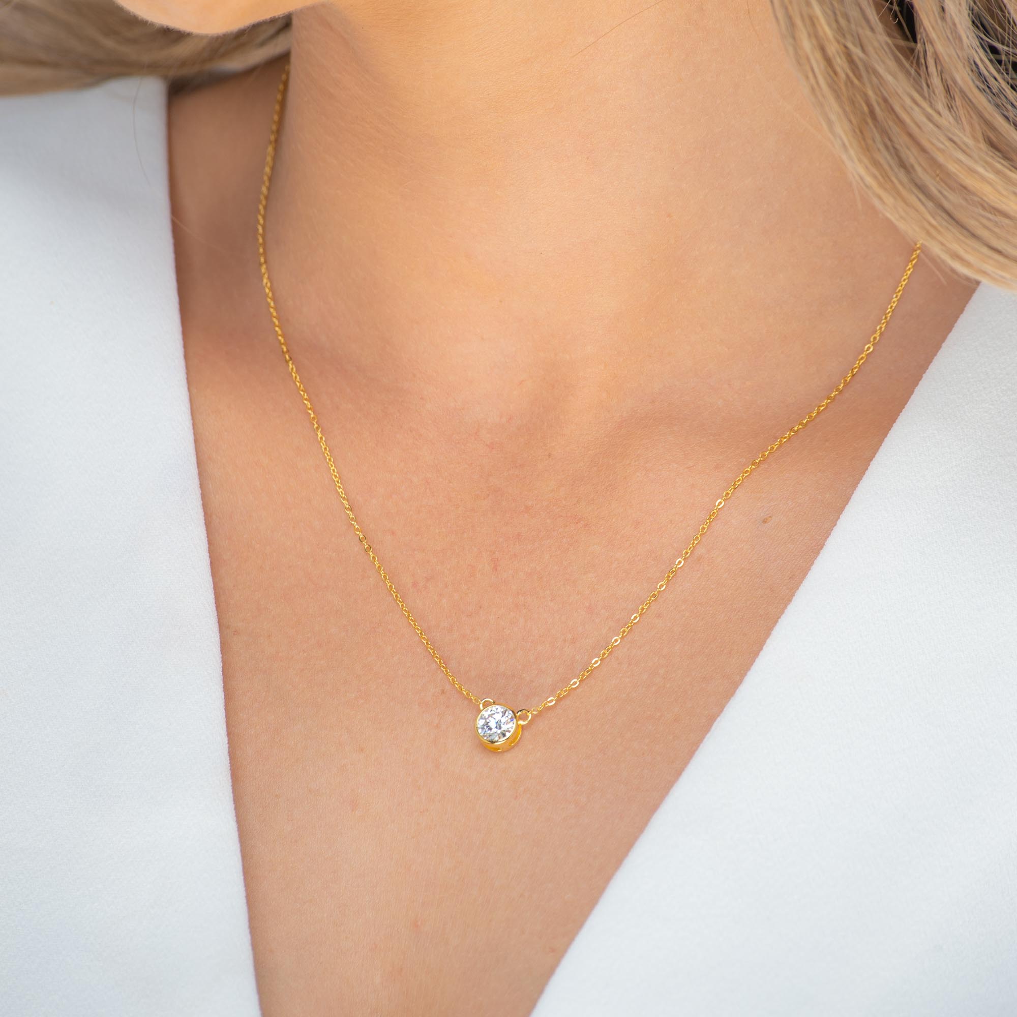 Classic Solitaire Moissanite Necklace 1 Carat - Camile & Stone
