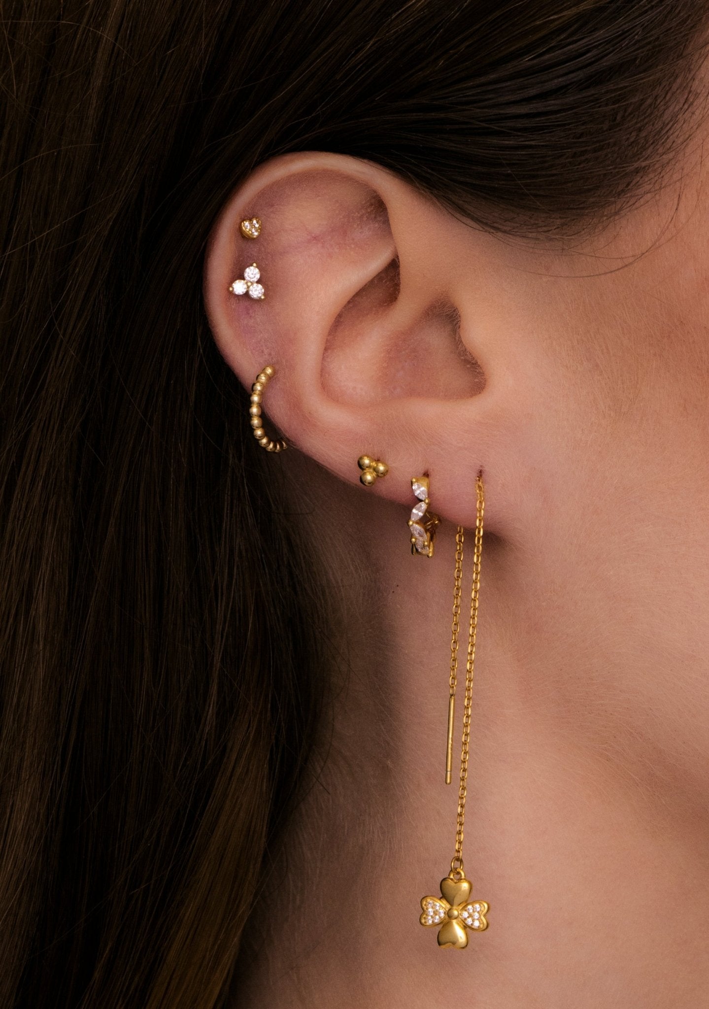 Clover Sapphire Threader Earrings - Camile & Stone