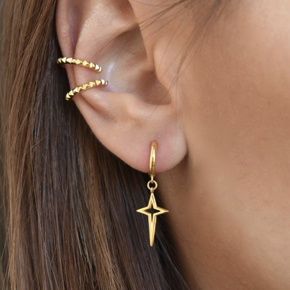 Cross Drop Hoop Earrings - Camile & Stone