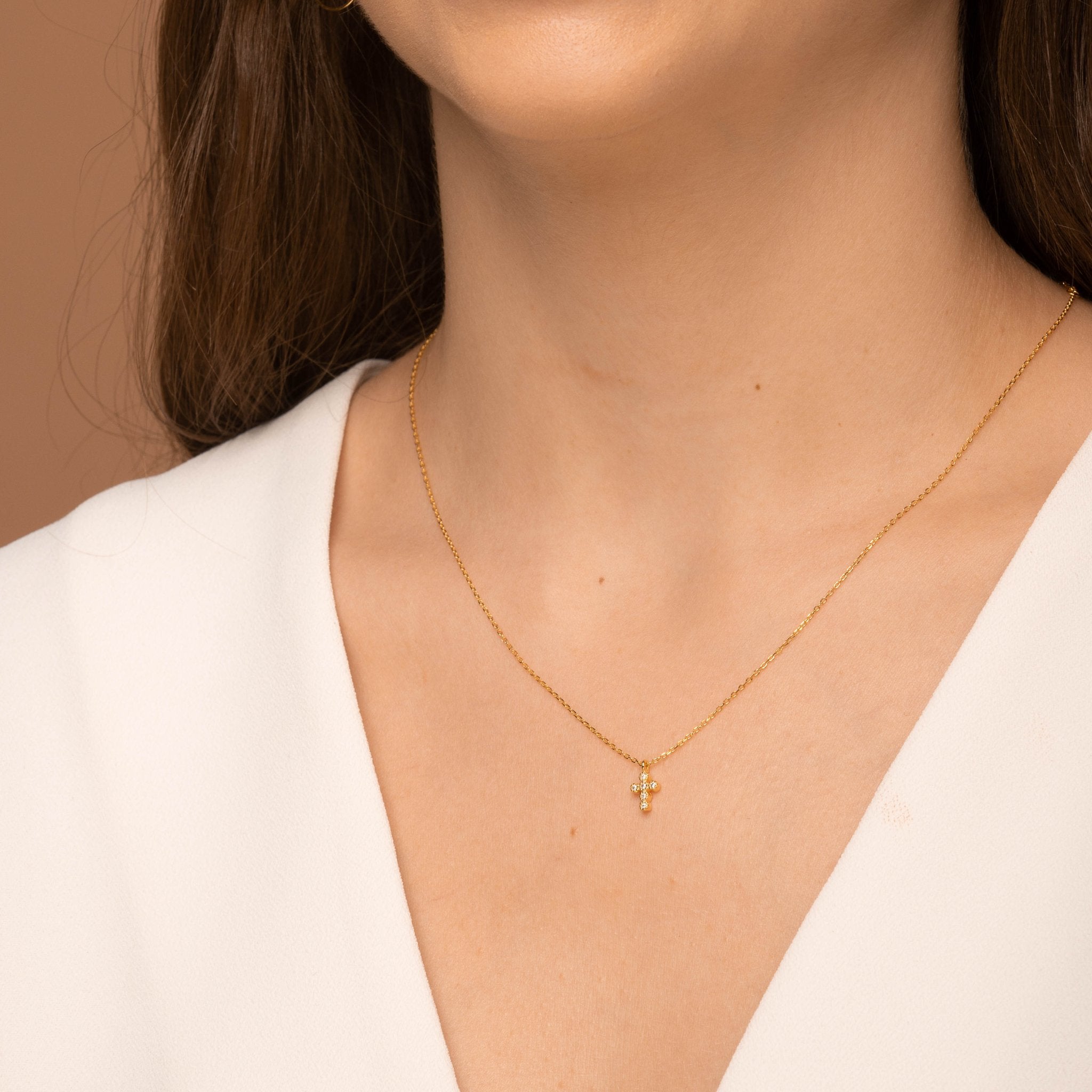 Cross Sapphire Chain Necklace - Camile & Stone