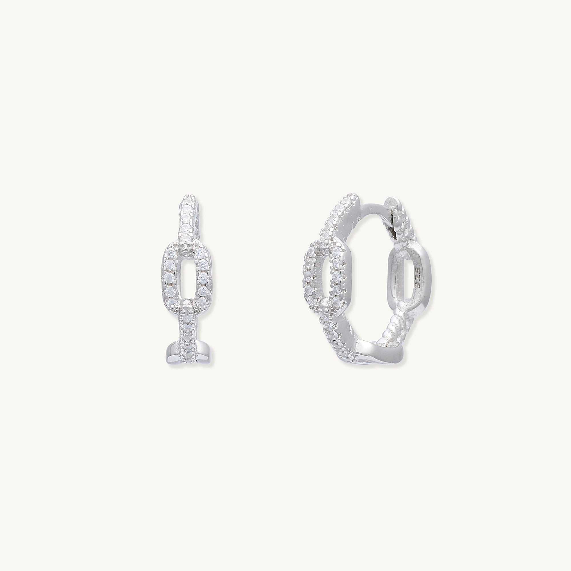 Cuban Link Sapphire Huggie Hoop Earrings - Camile & Stone