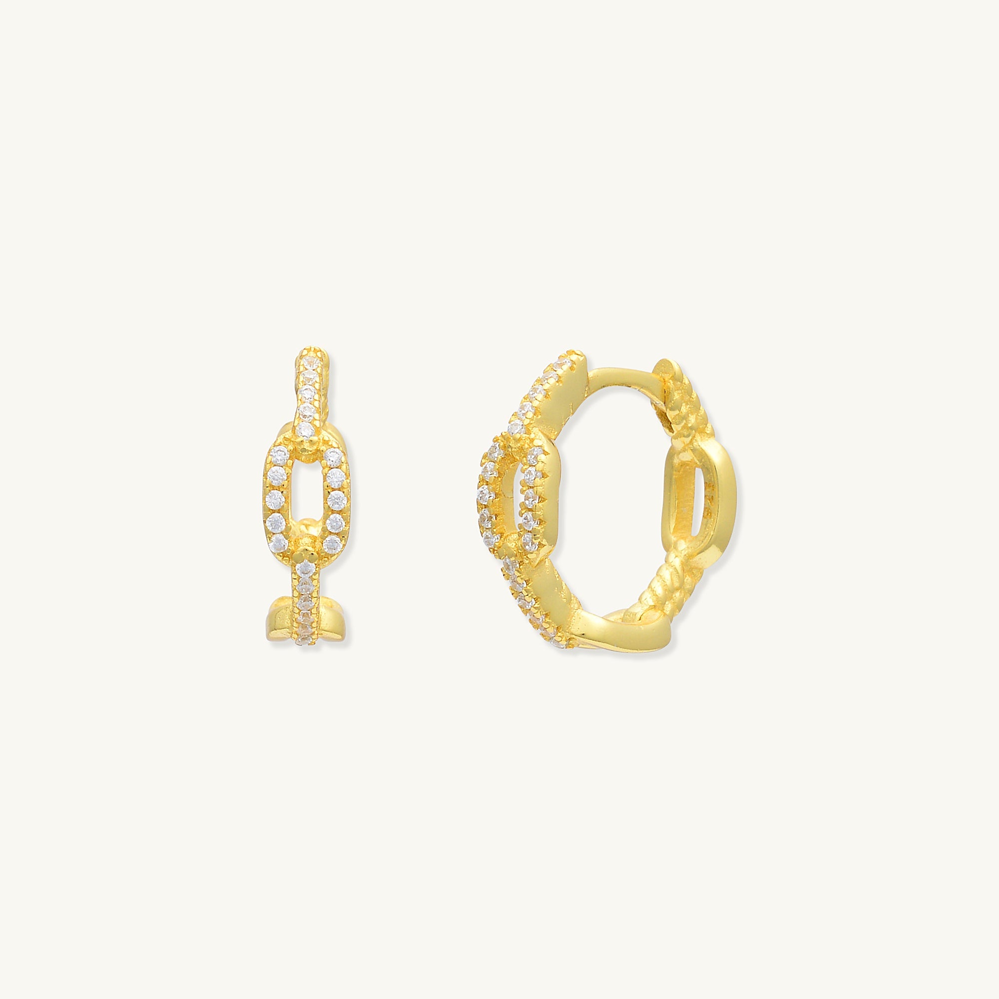 Cuban Link Sapphire Huggie Hoop Earrings - Camile & Stone