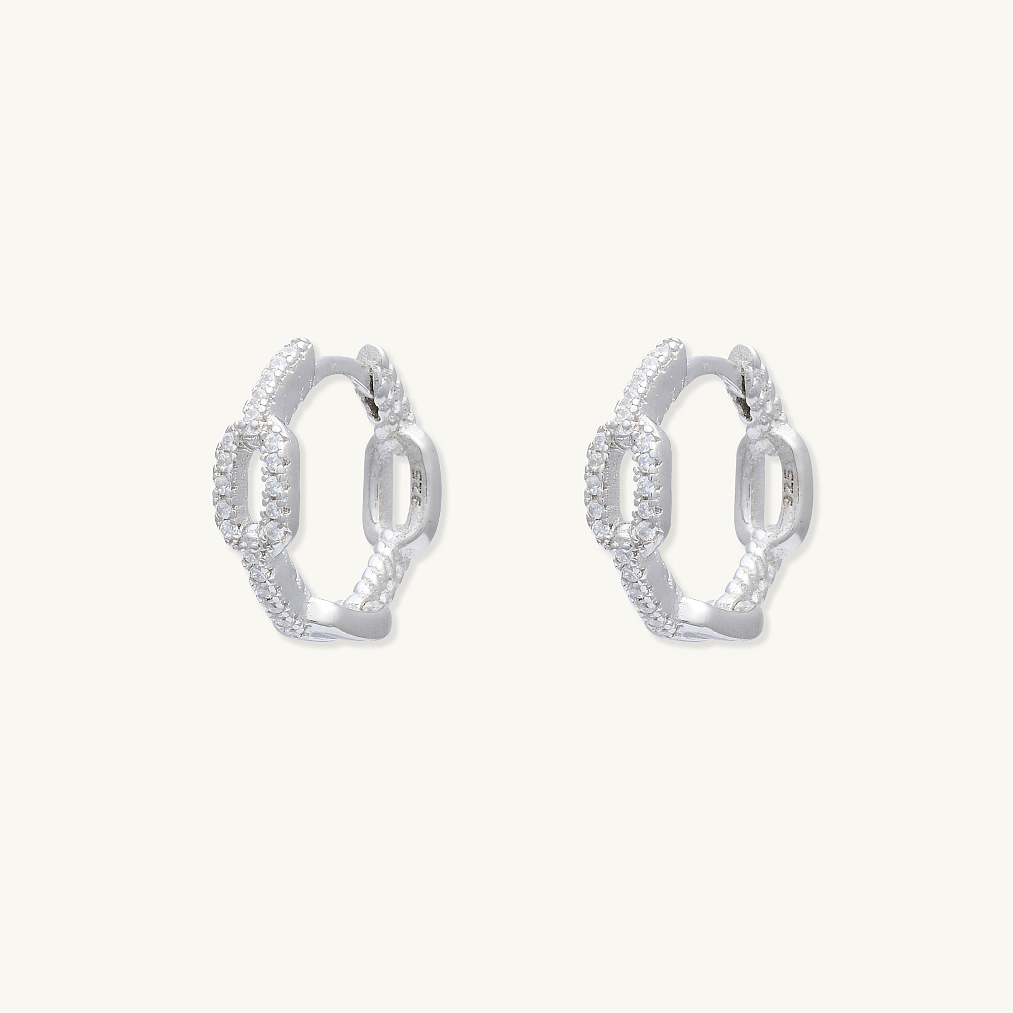 Cuban Link Sapphire Huggie Hoop Earrings - Camile & Stone
