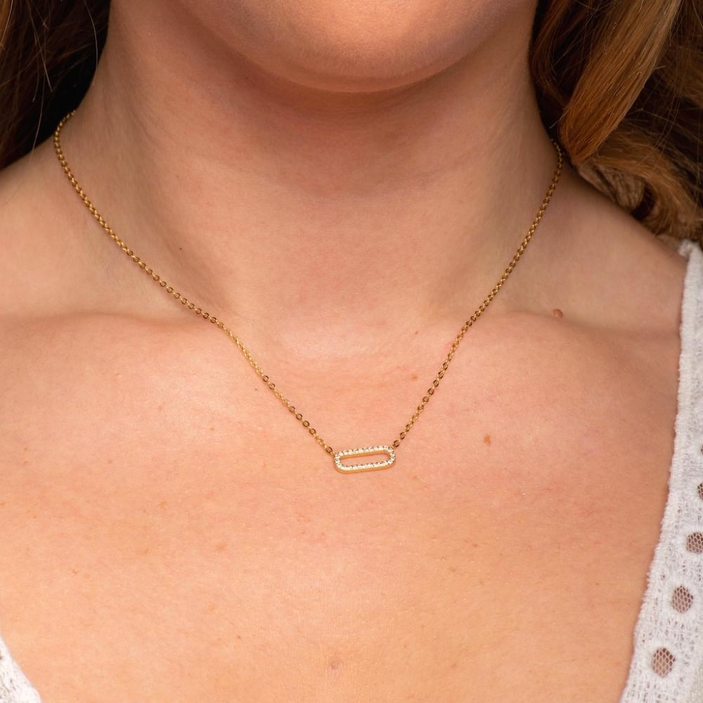 Curved Bar Sapphire Necklace - Camile & Stone