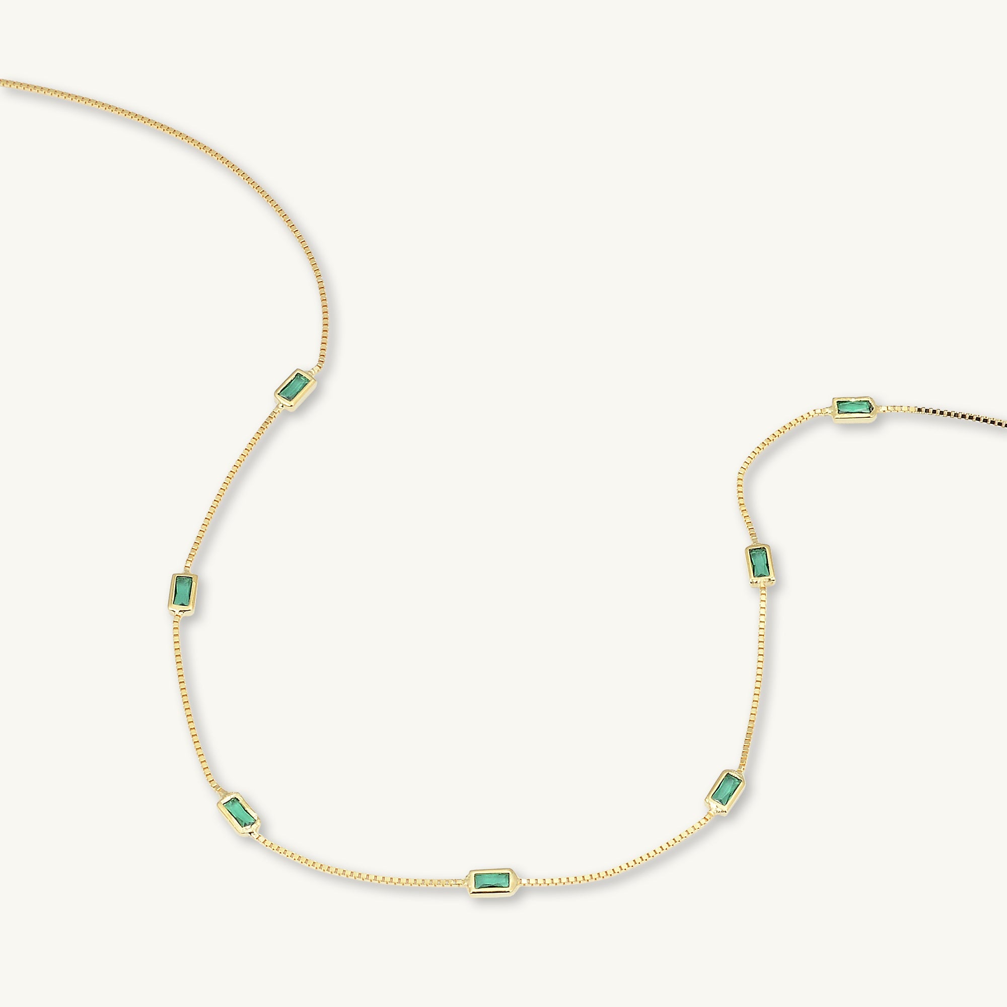 Emerald Baguette Station Necklace - Camile & Stone