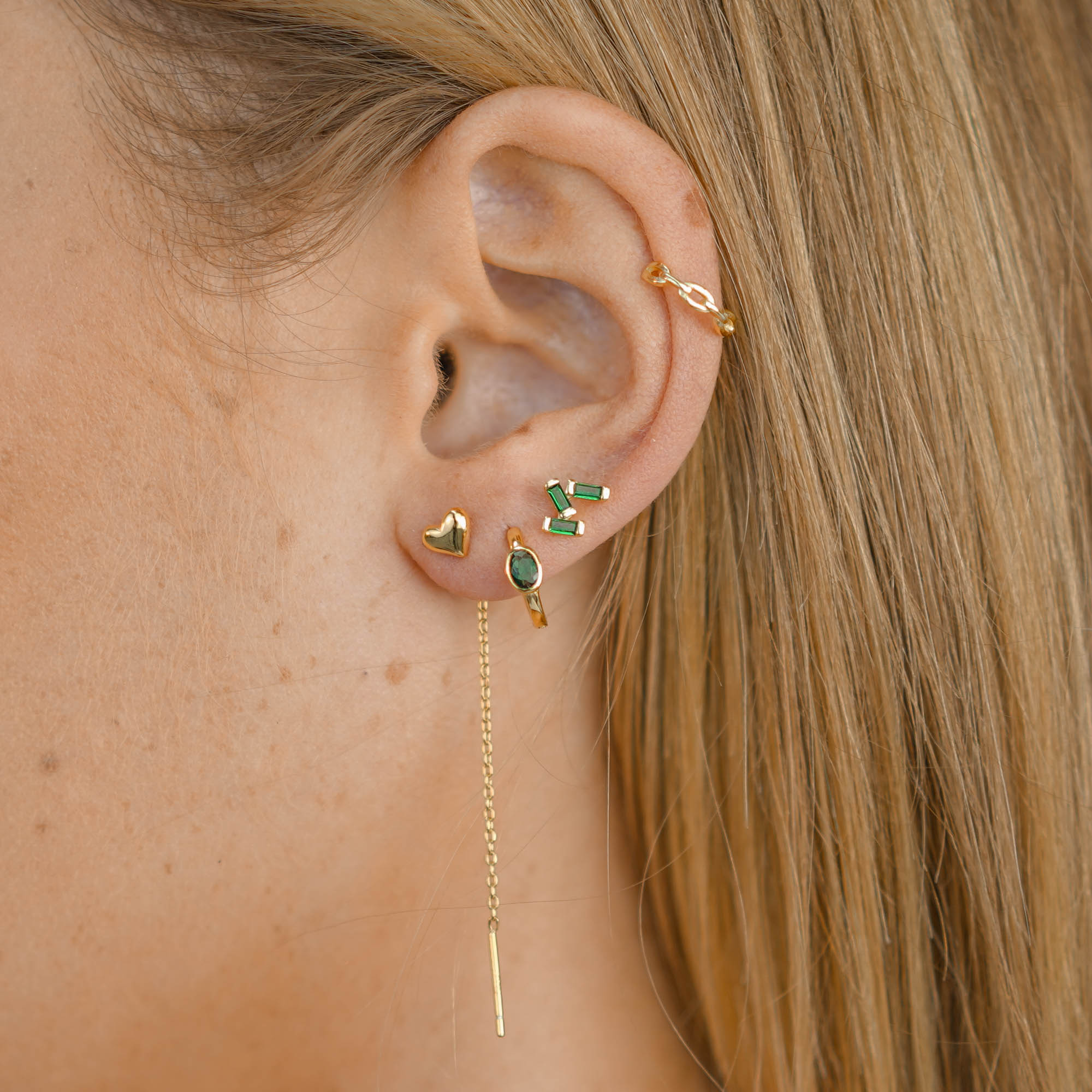 Emerald Green Trio Baguette Earrings - Camile & Stone