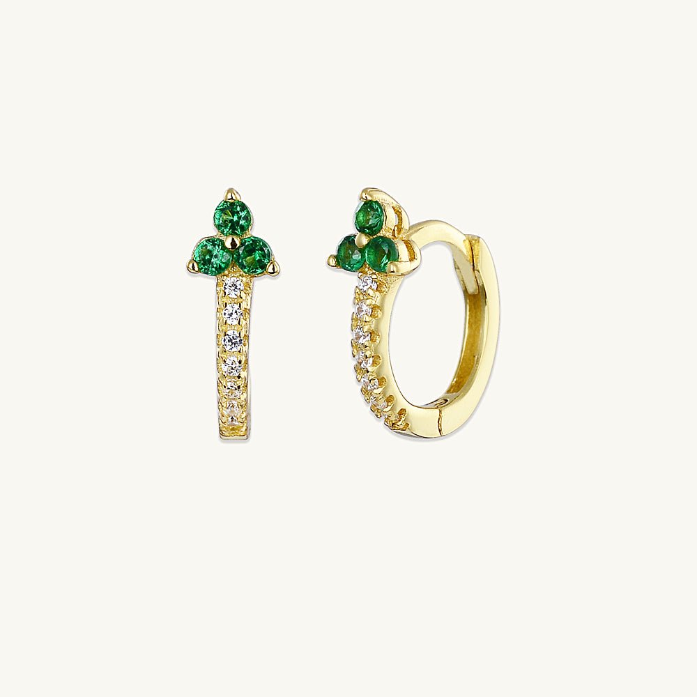 Emerald Lotus Sapphire Hoop Earrings - Camile & Stone