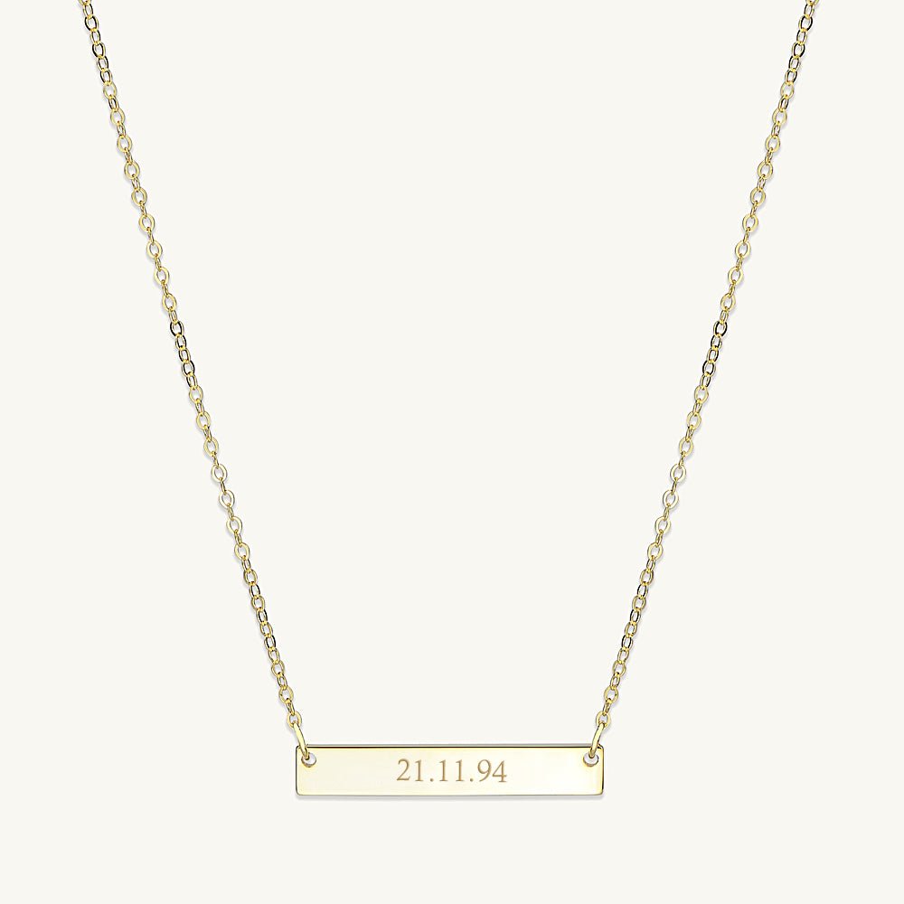 Engraved Date Bar Necklace - Camile & Stone
