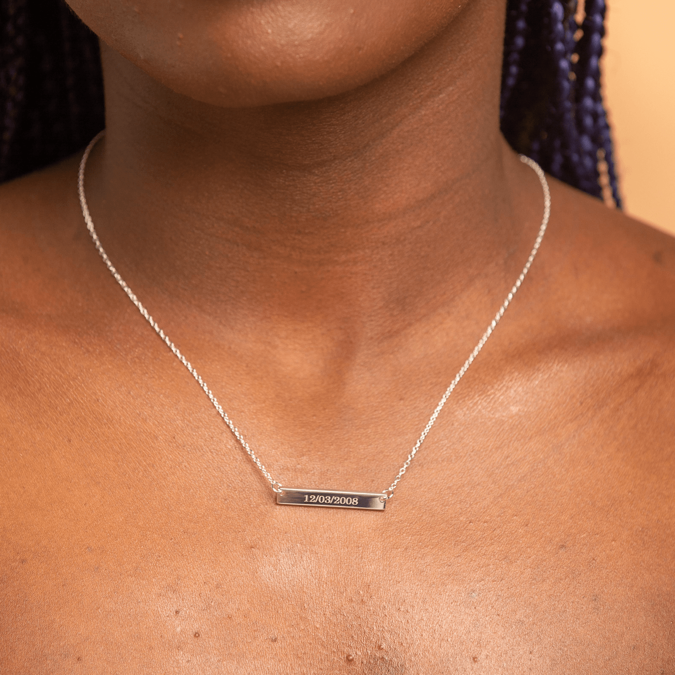 Engraved Date Bar Necklace - Camile & Stone