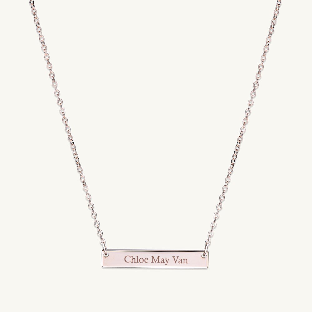 Engraved Personalised Bar Necklace - Camile & Stone