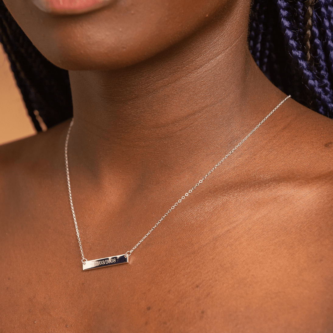Engraved Personalised Bar Necklace - Camile & Stone