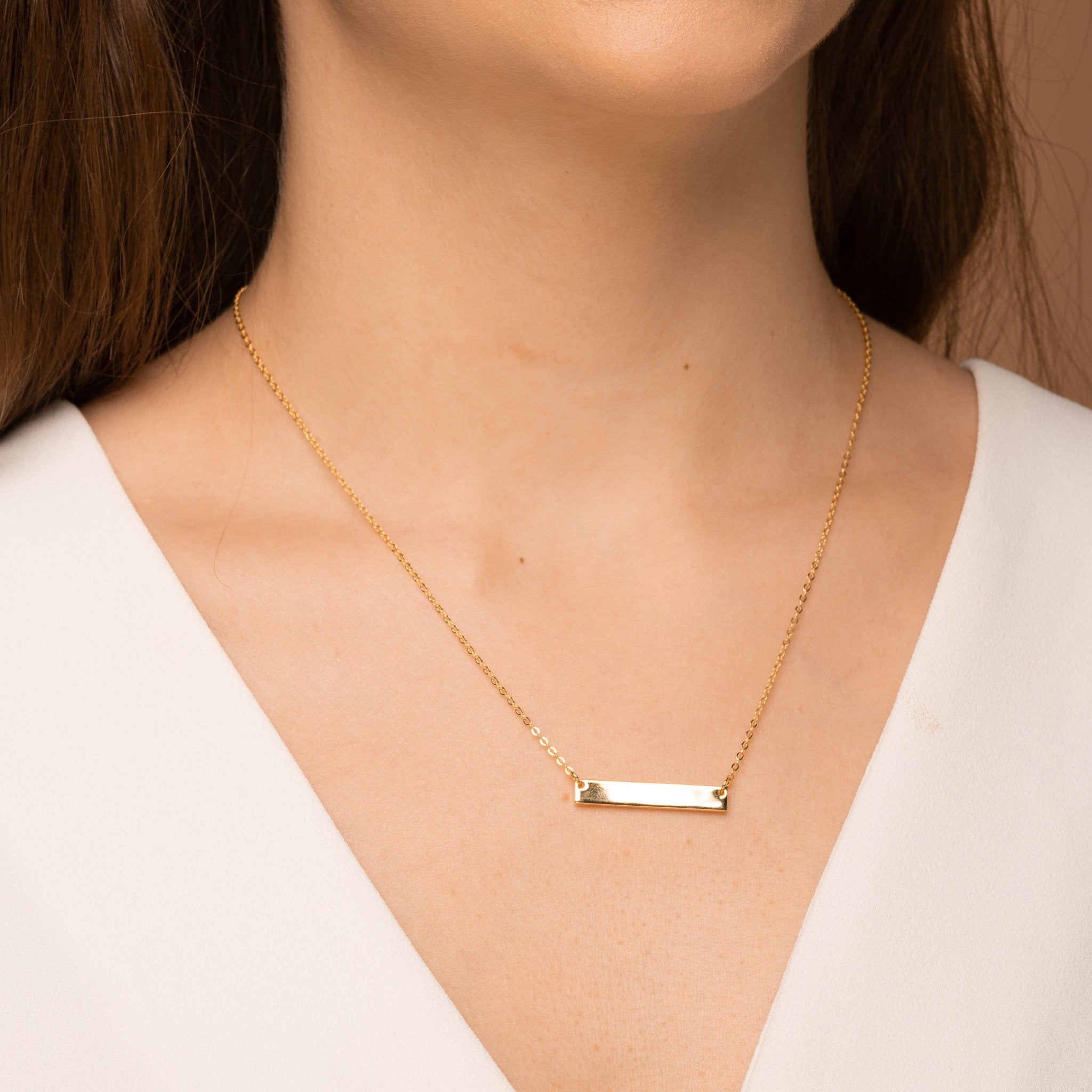 Engraved Personalised Bar Necklace - Camile & Stone