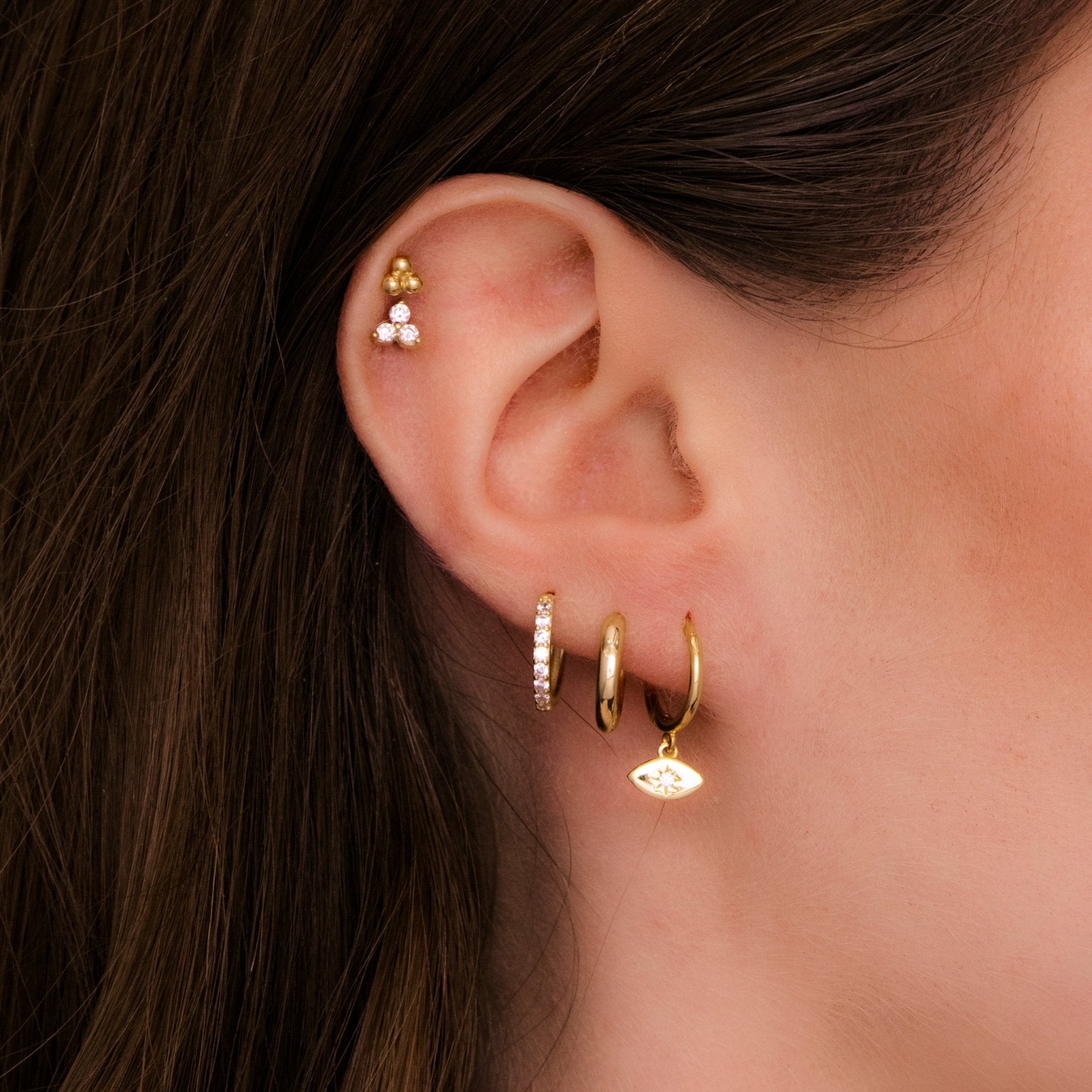 Evil Eye Sapphire Huggie Earrings - Camile & Stone